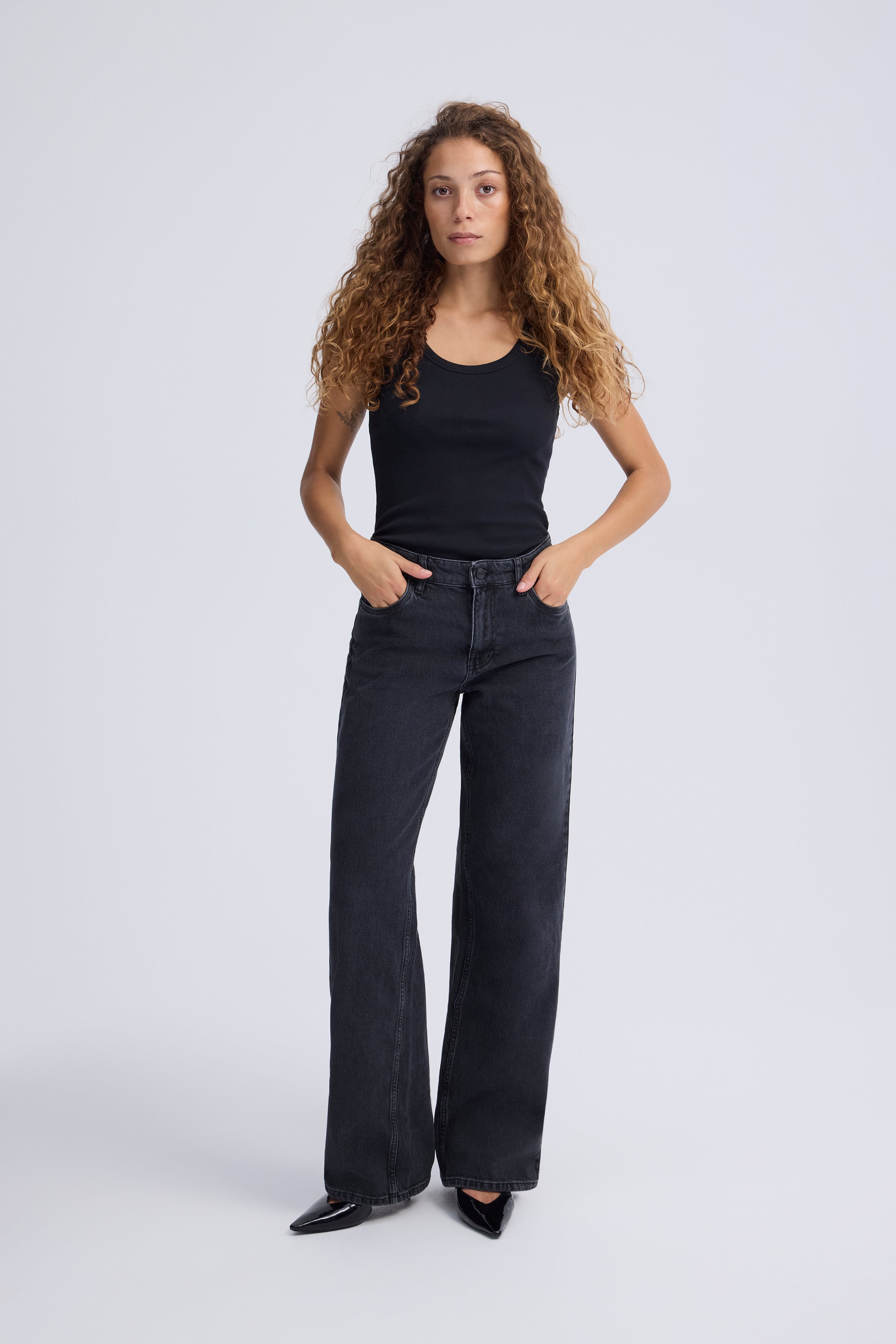 Vega Wide Leg Jean in Black Denim