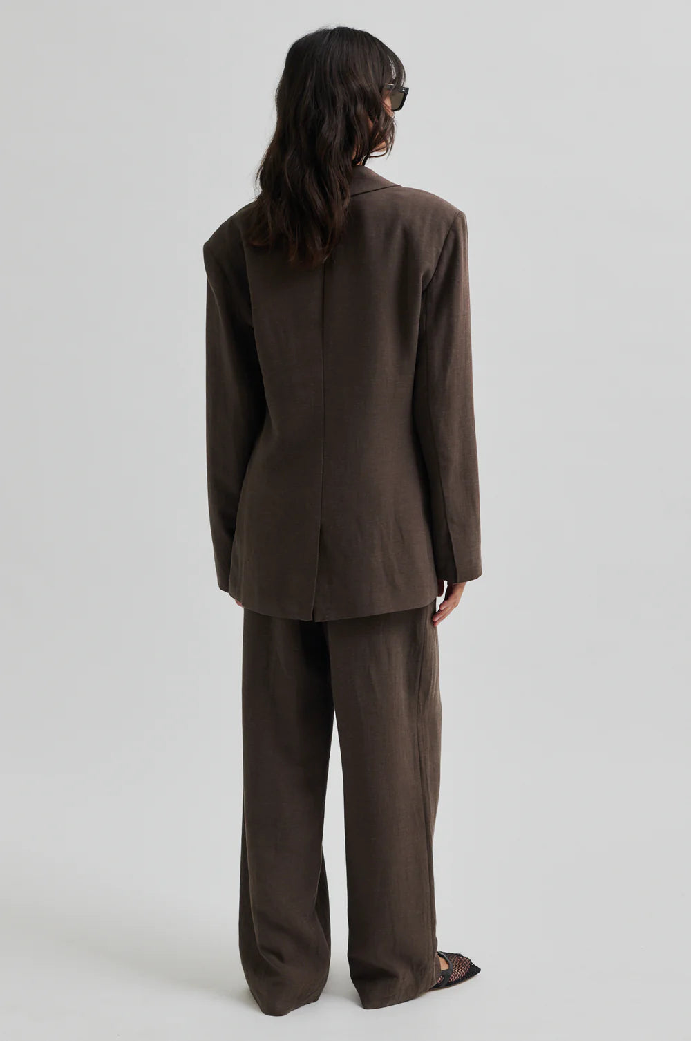 Lino New Fit Blazer in Chocolate Brown