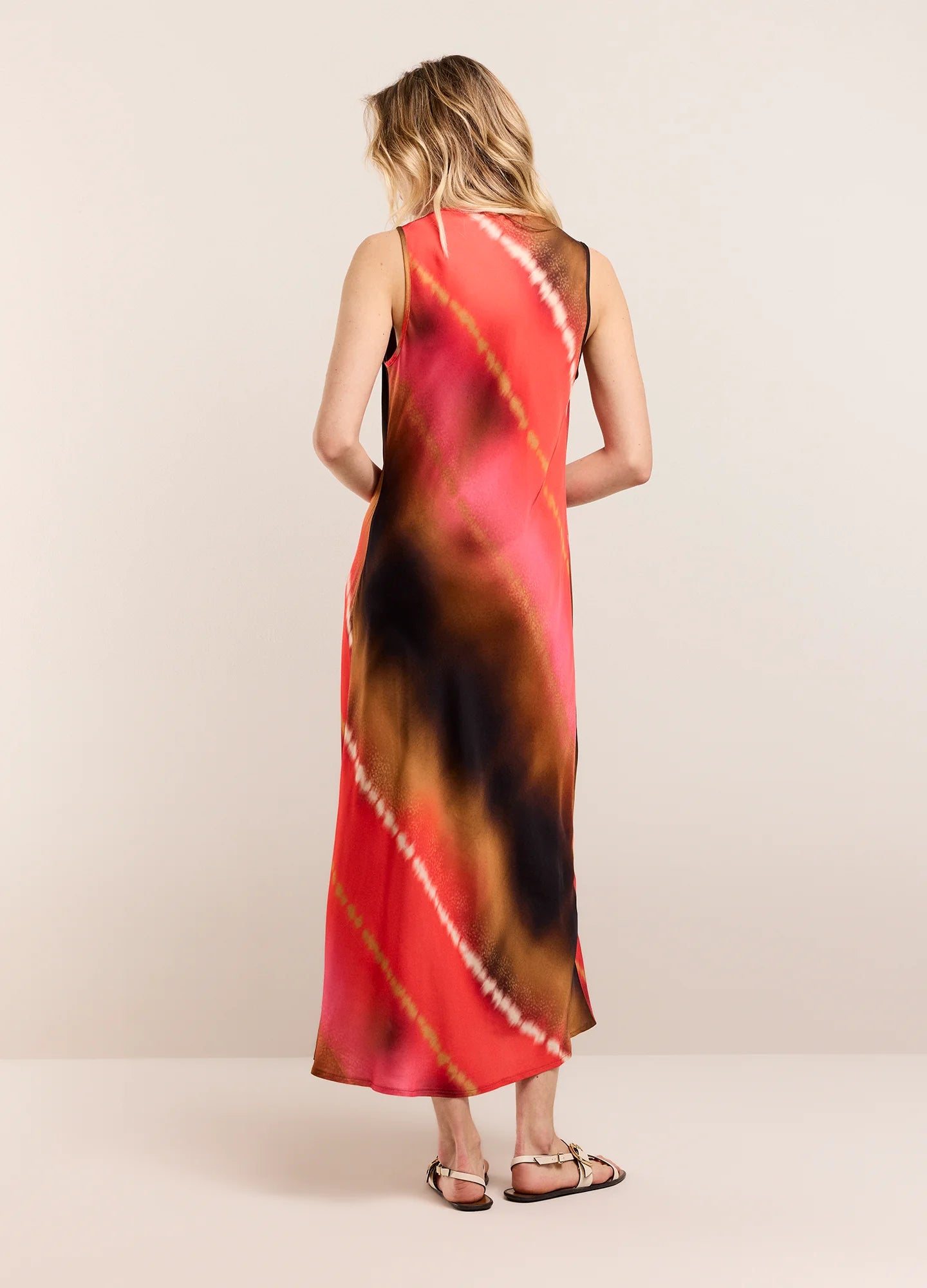 Sleeveless Faded Print Dress in Multicolour