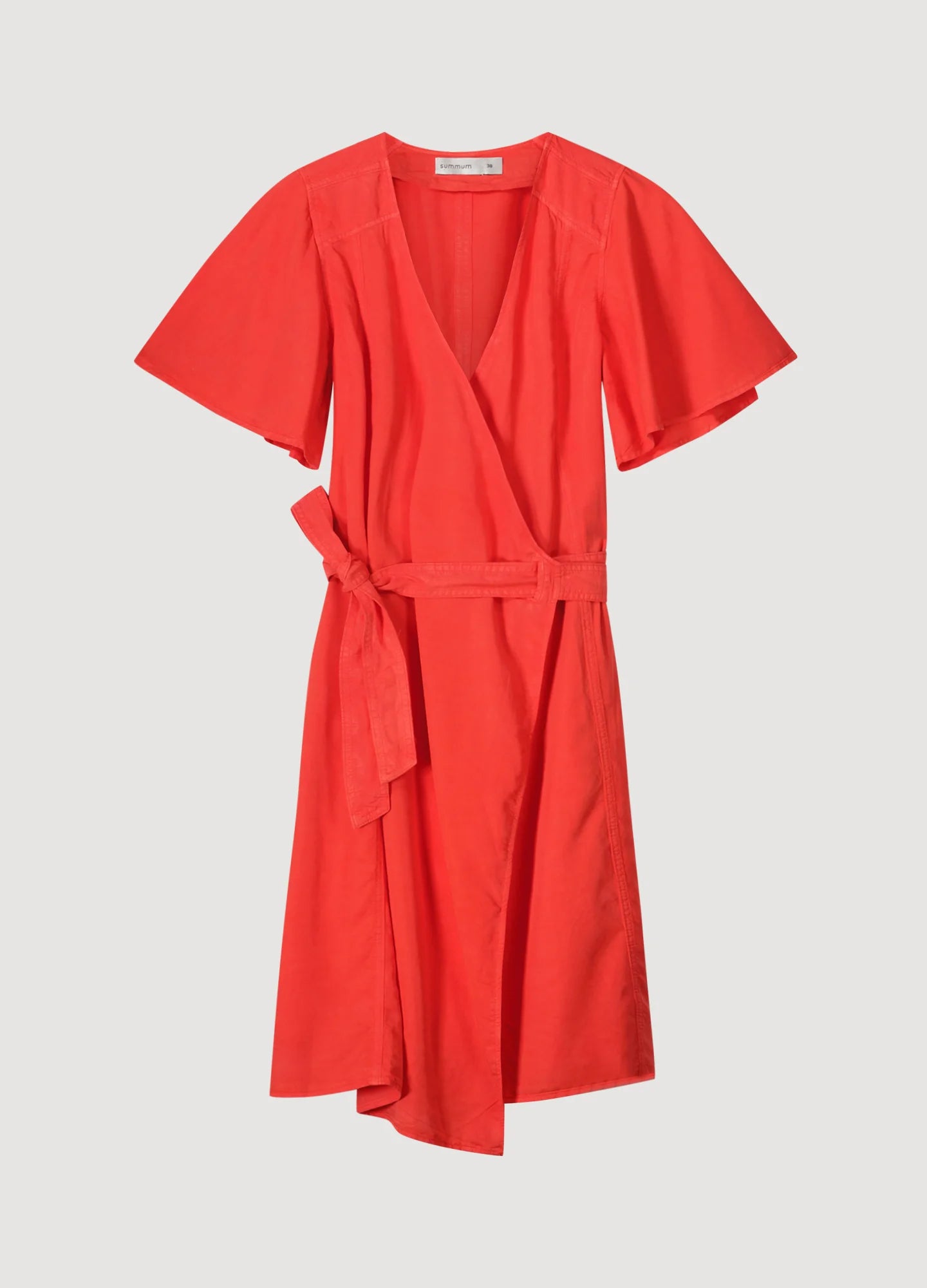 Wrap Dress with Butterfly Sleeves in Red