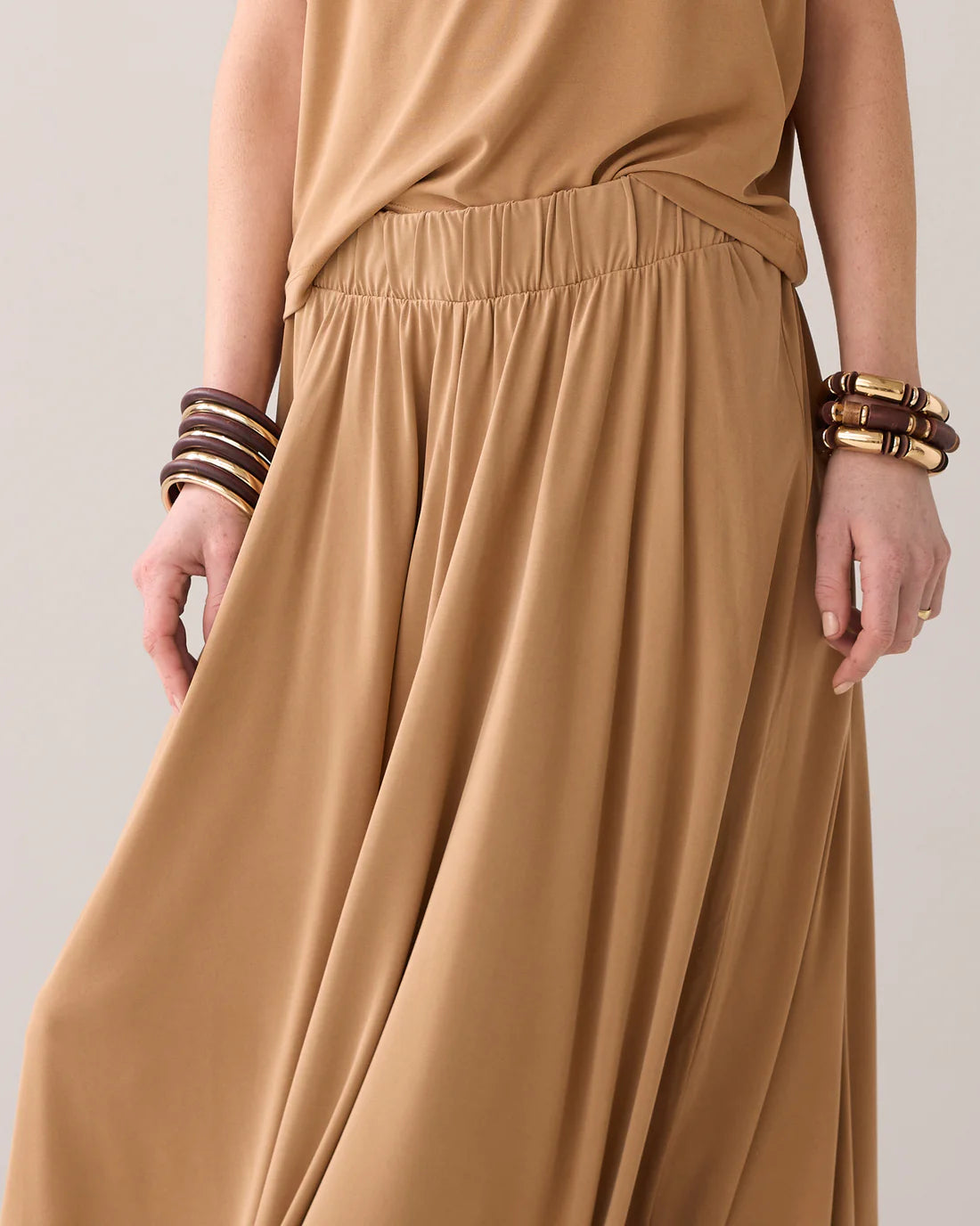 Wide Ankle Length Skirt in Peanut