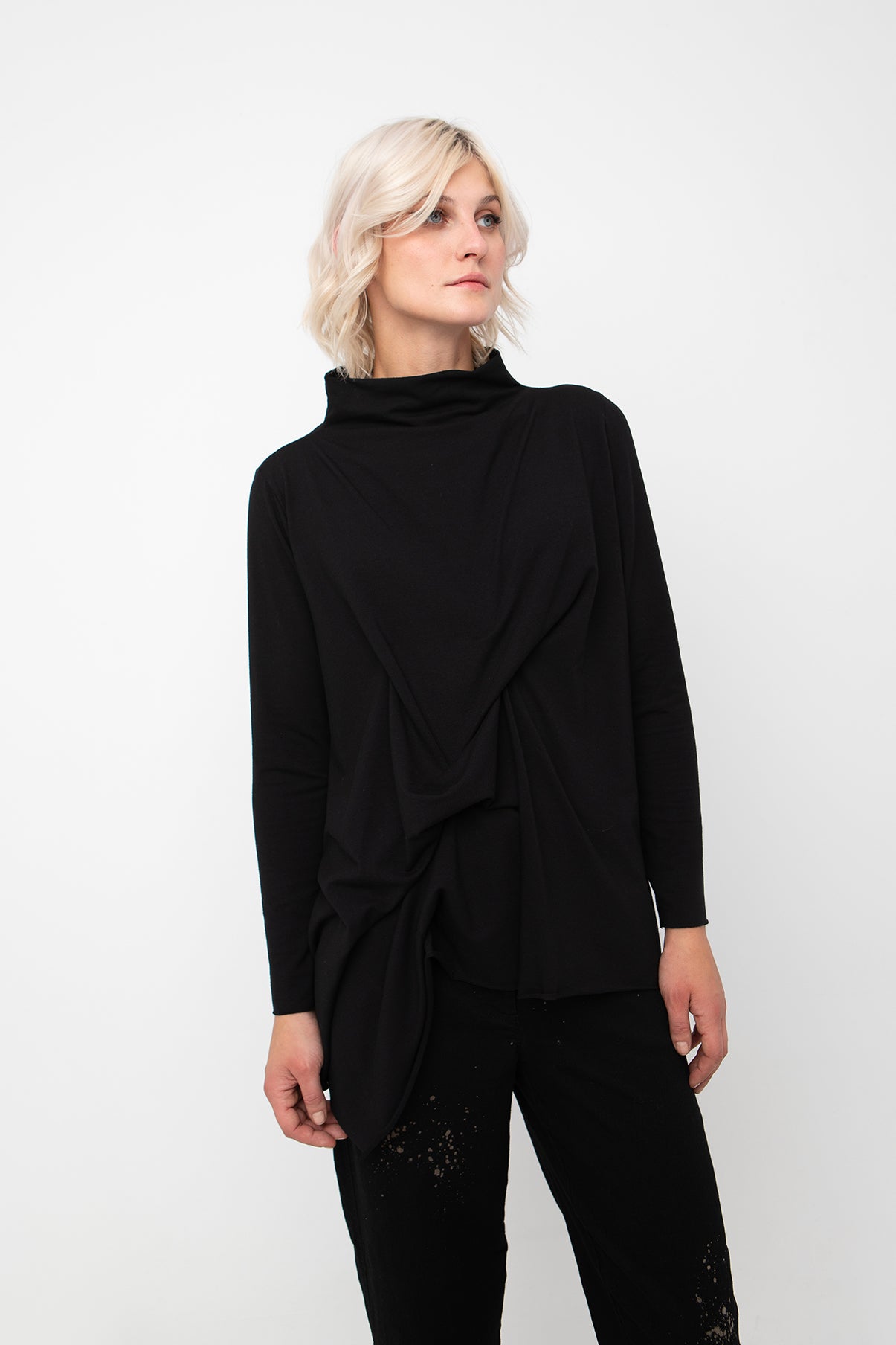 Top with Back Rouching in Black