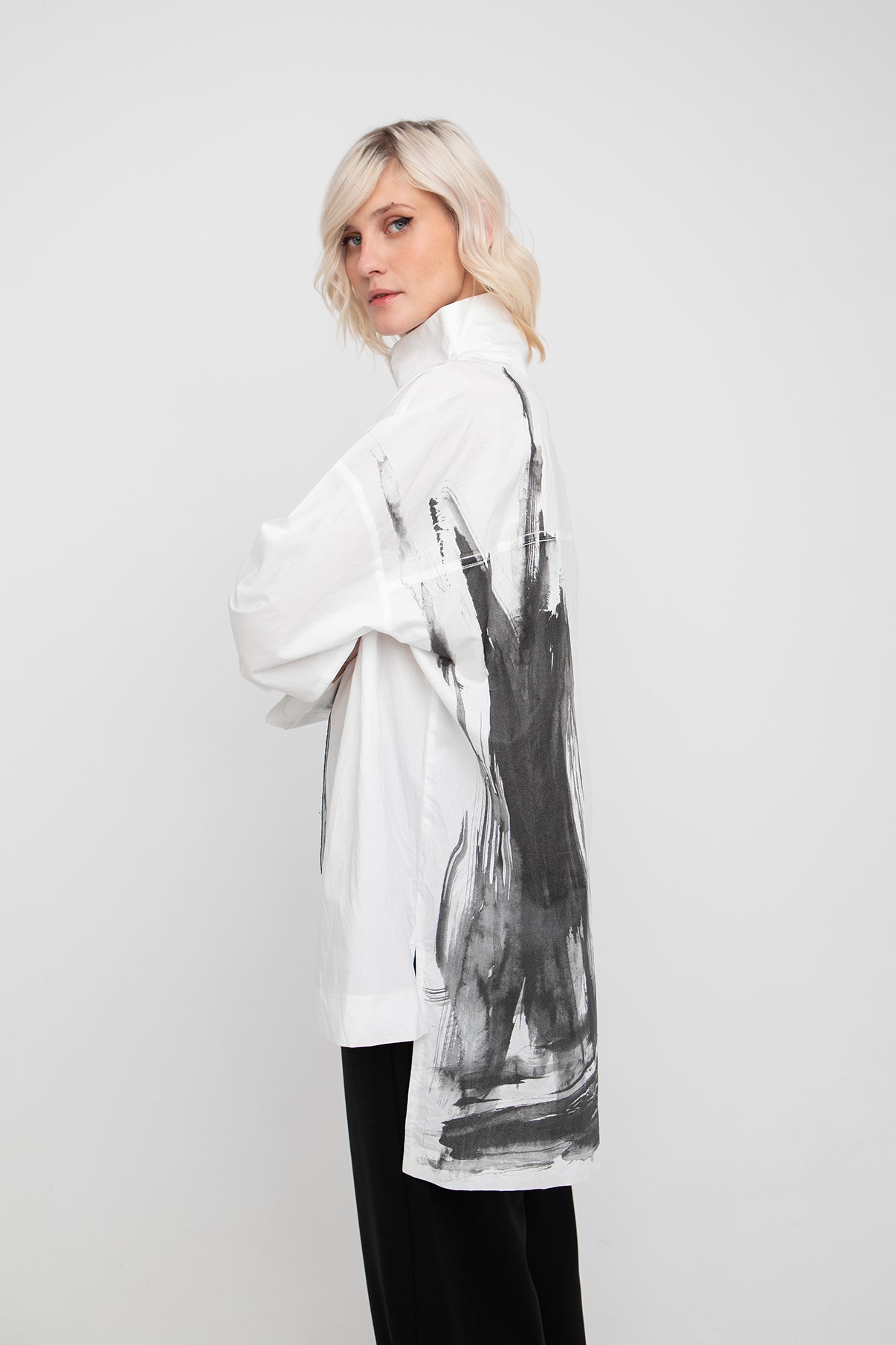 Printed Back Shirt in White