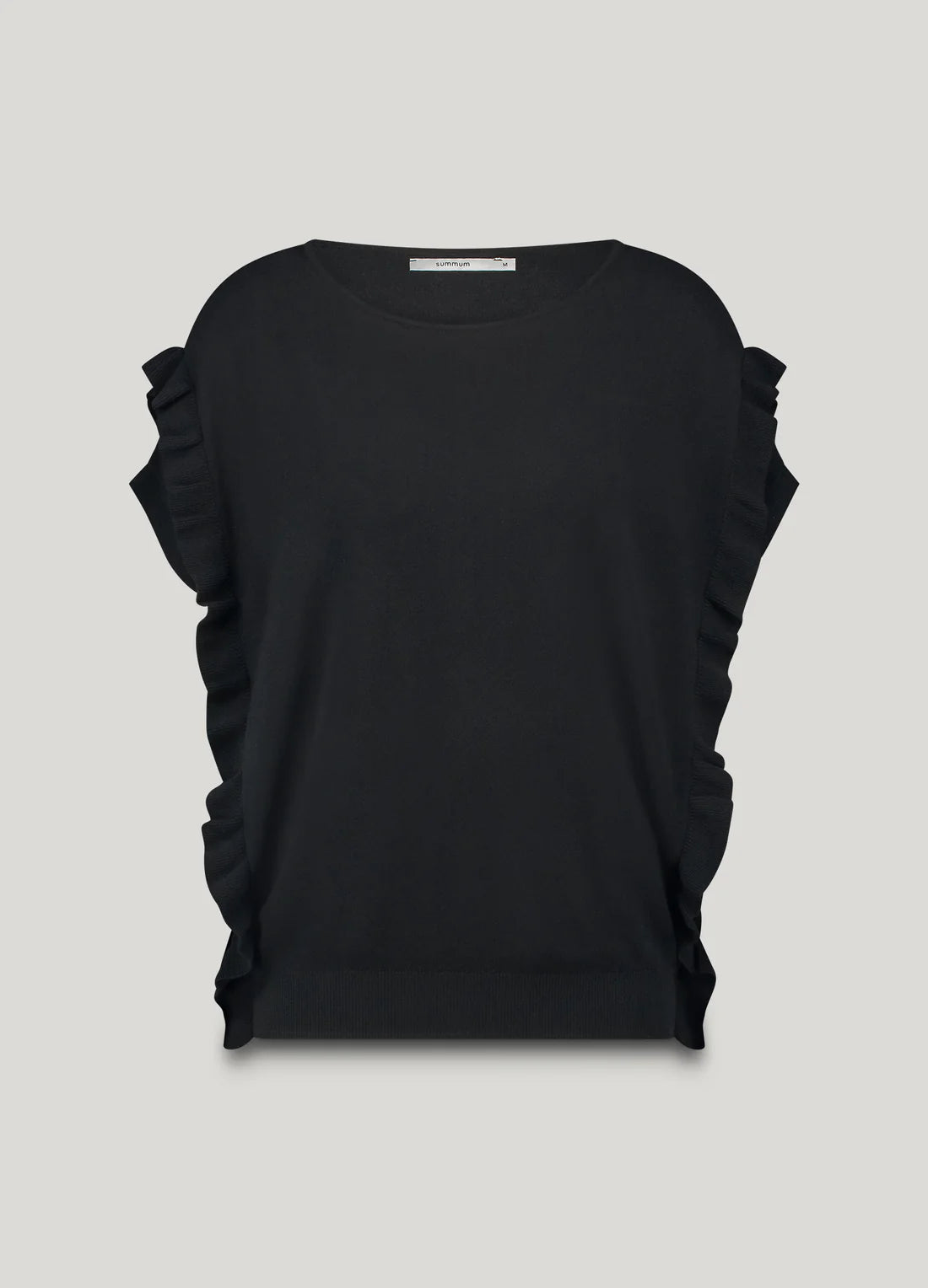 Oversized Top with Flounces in Black