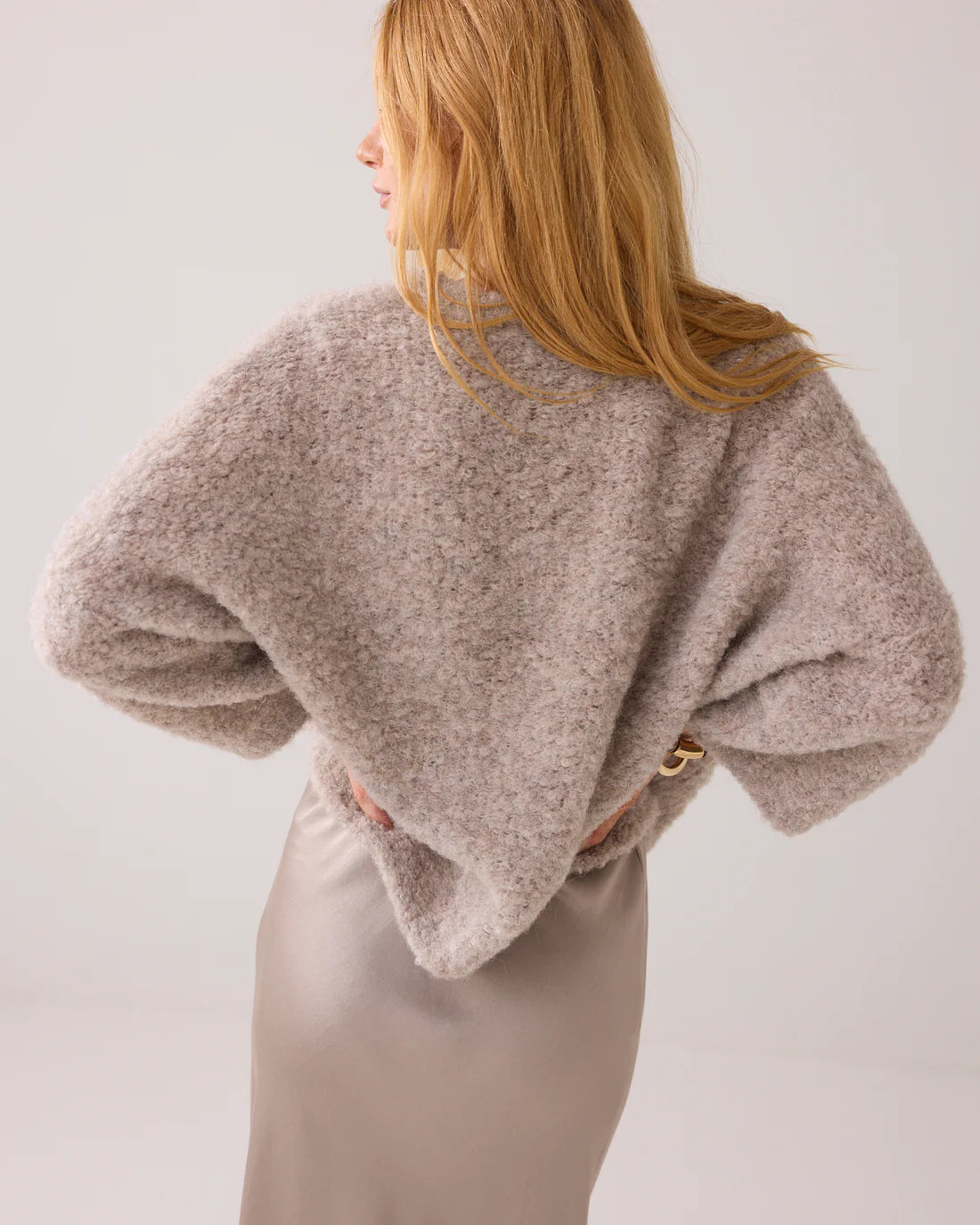 Soft Boucle Knit Sweater in Funghi