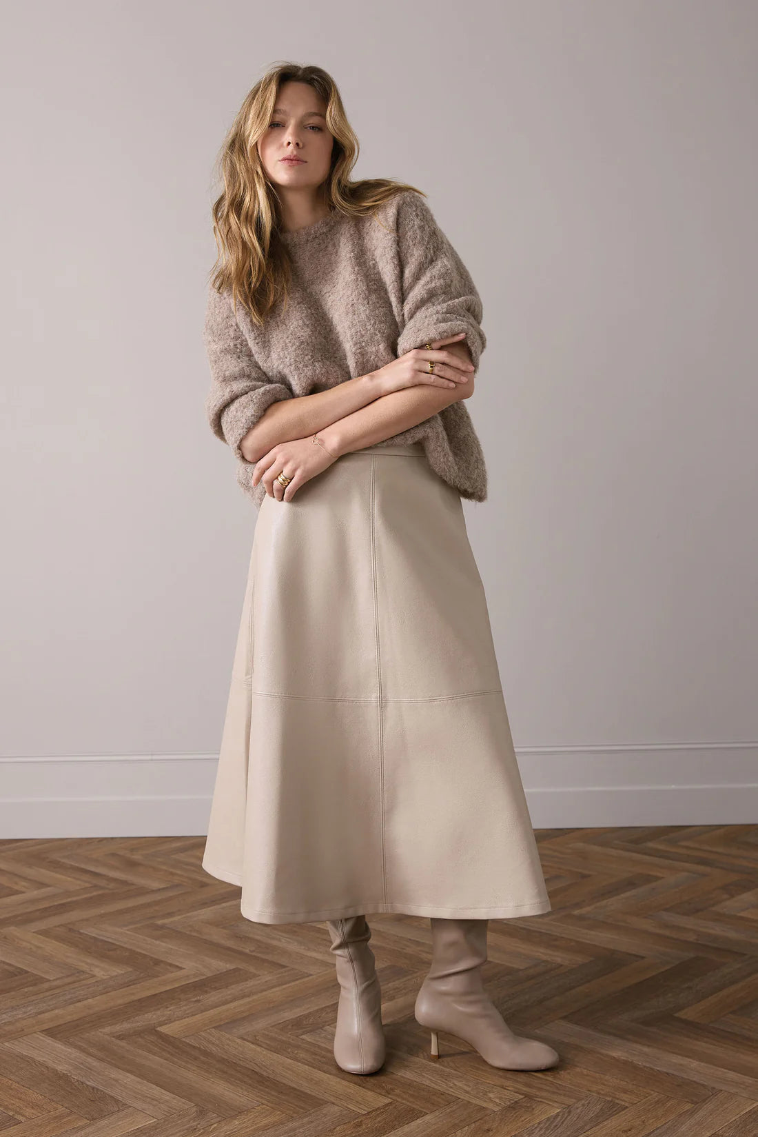 Soft Boucle Knit Sweater in Funghi