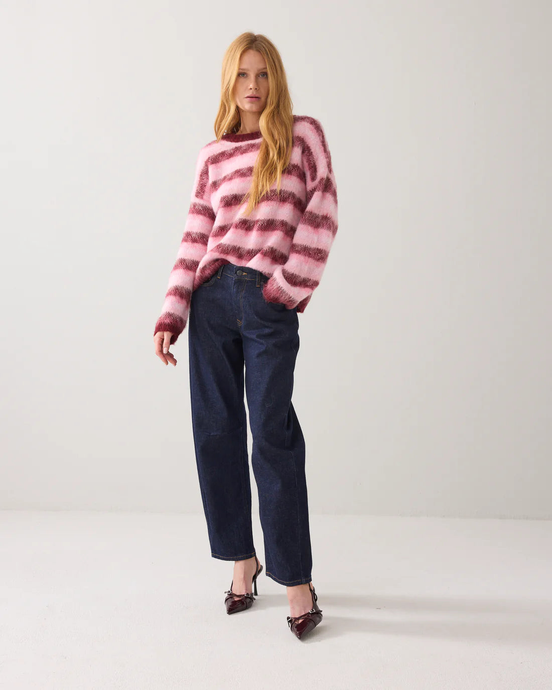 Brushed Alpaca Blend Knit Sweater in Multi