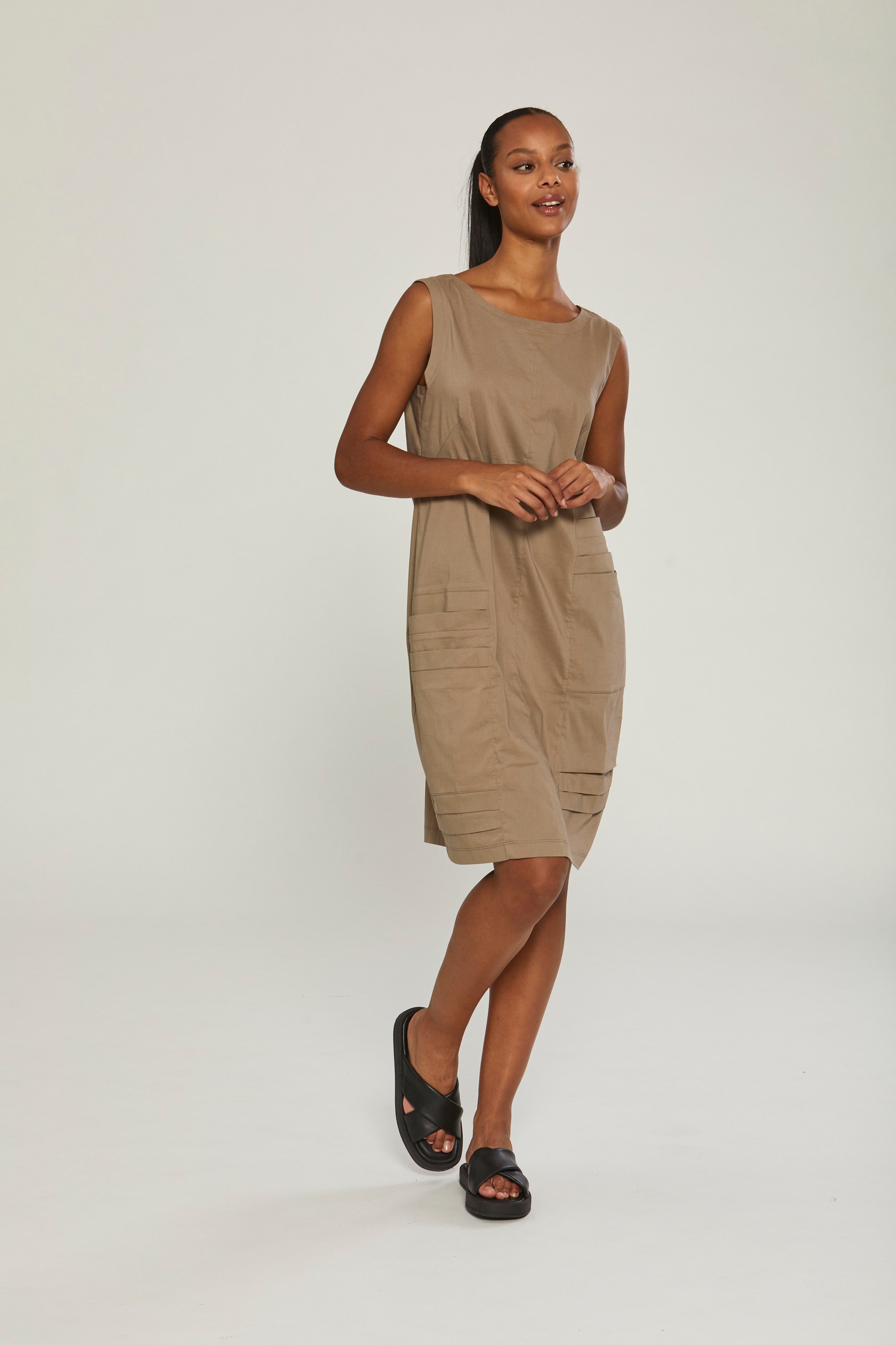 Sleeveless Dress in Taupe