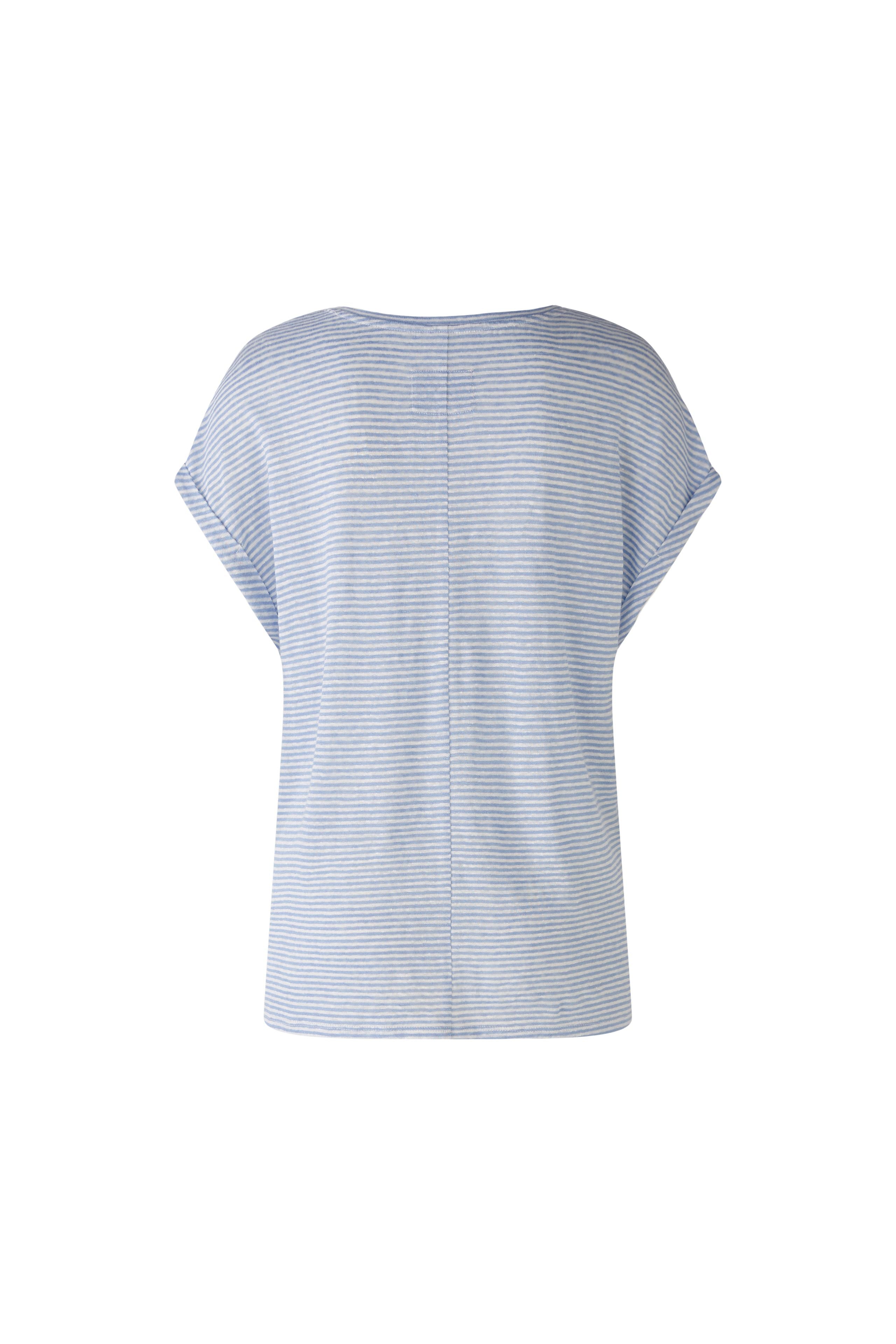 Casual Cut T-Shirt in Off White/Blue