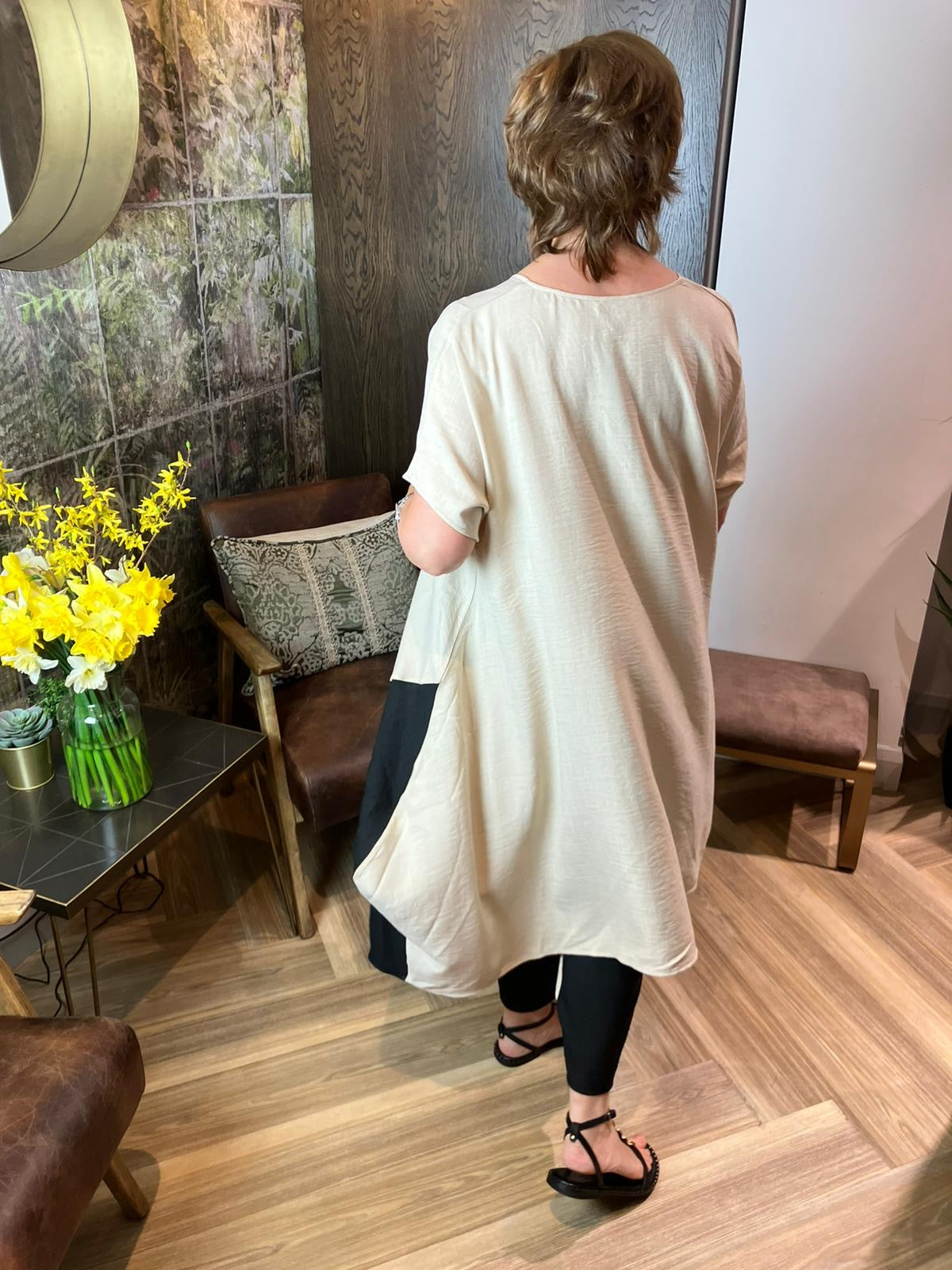 Dipped Hem Tunic in Taupe