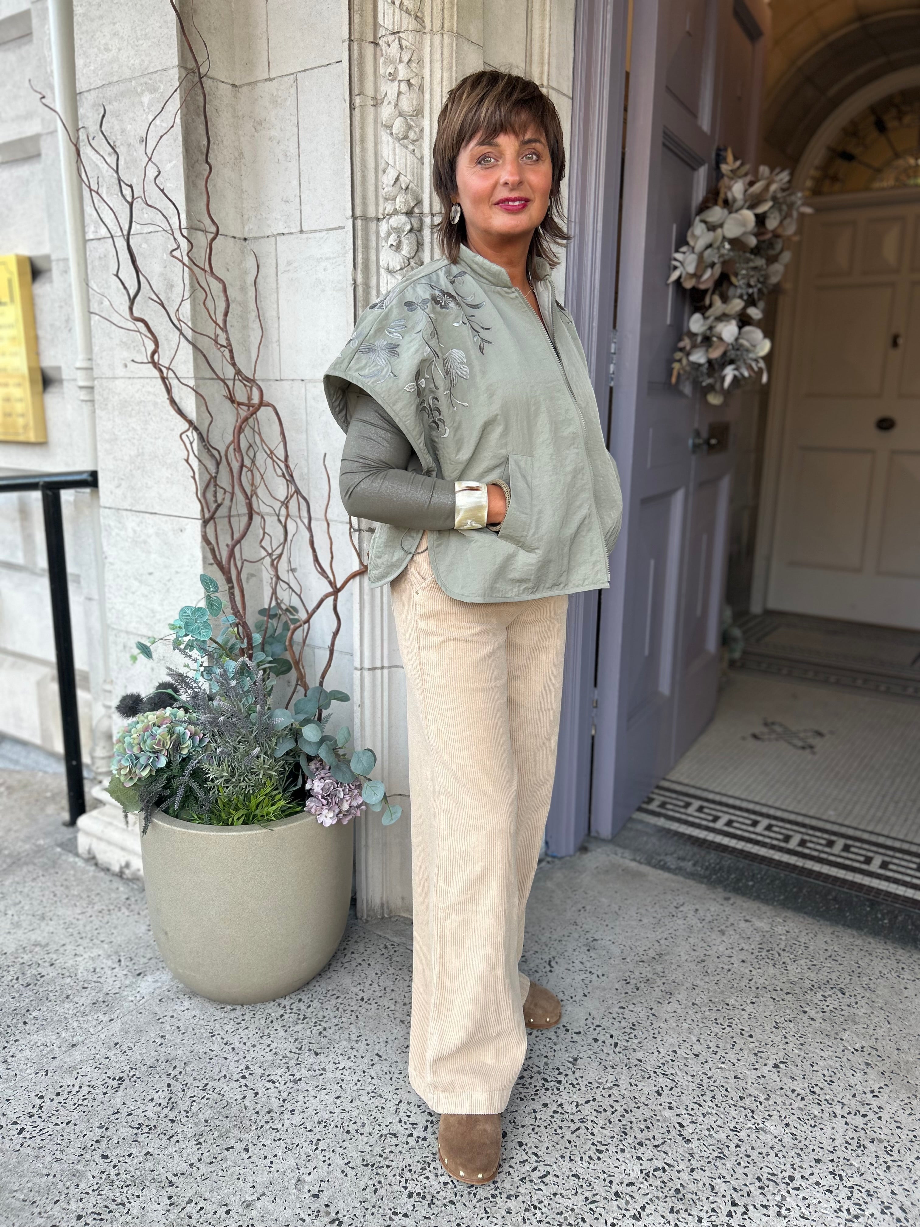 Flared Corduroy Trouser in Alpaca