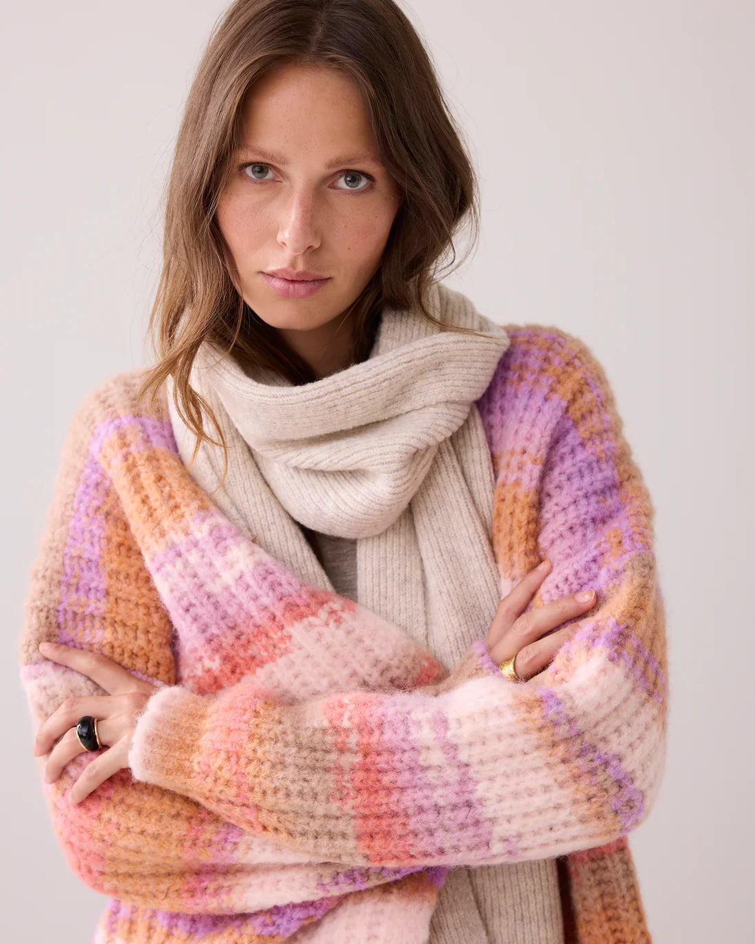 Knitted Scarf in Ivory