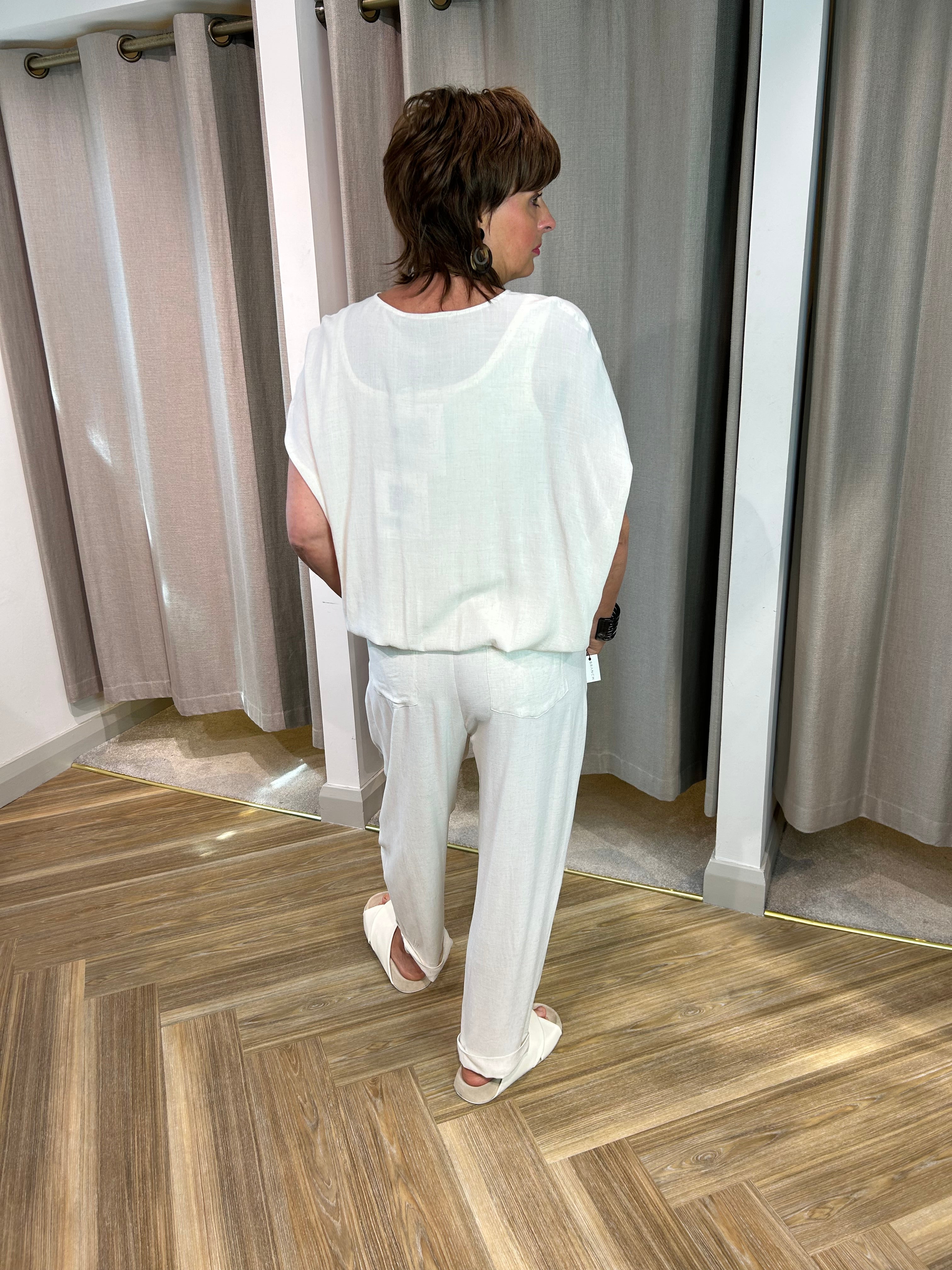 Smooth Rayon Summer Trouser in Natural