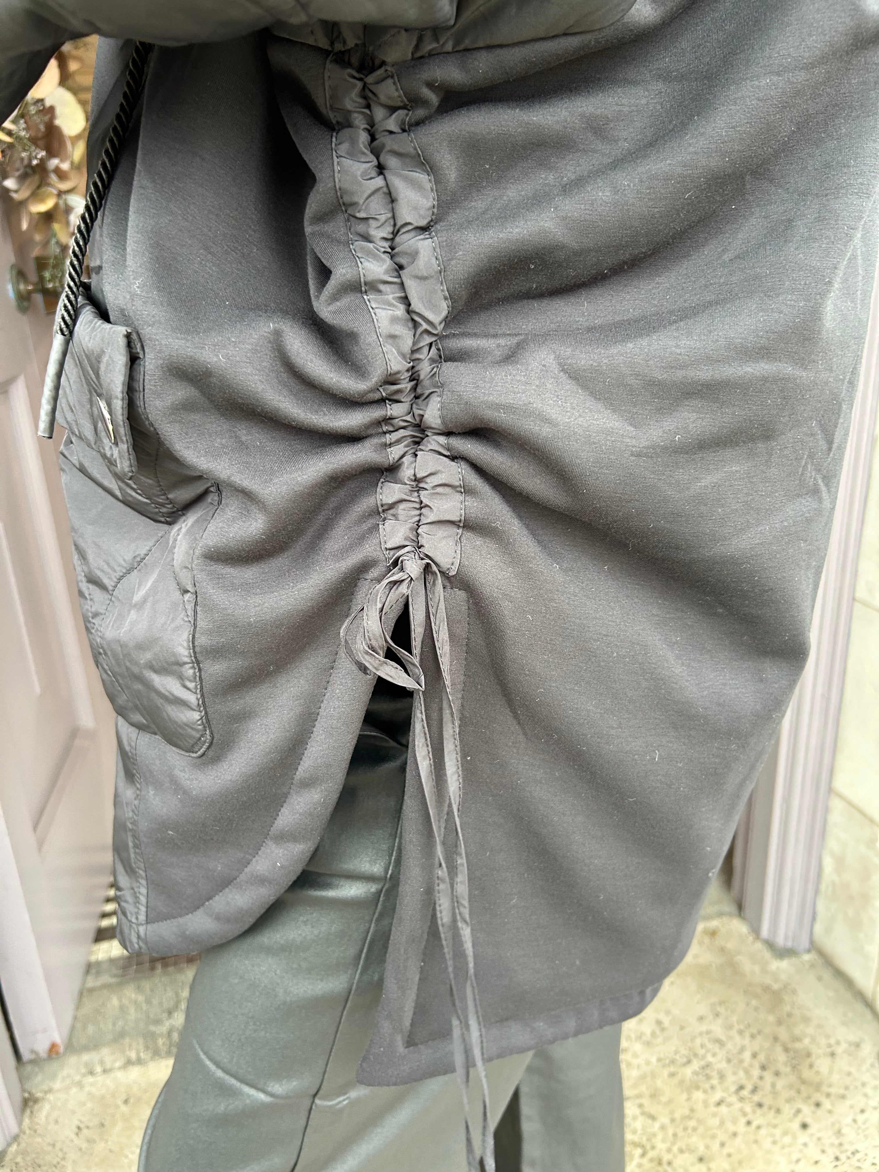 Hooded Jacket with Quilted Sections in Black