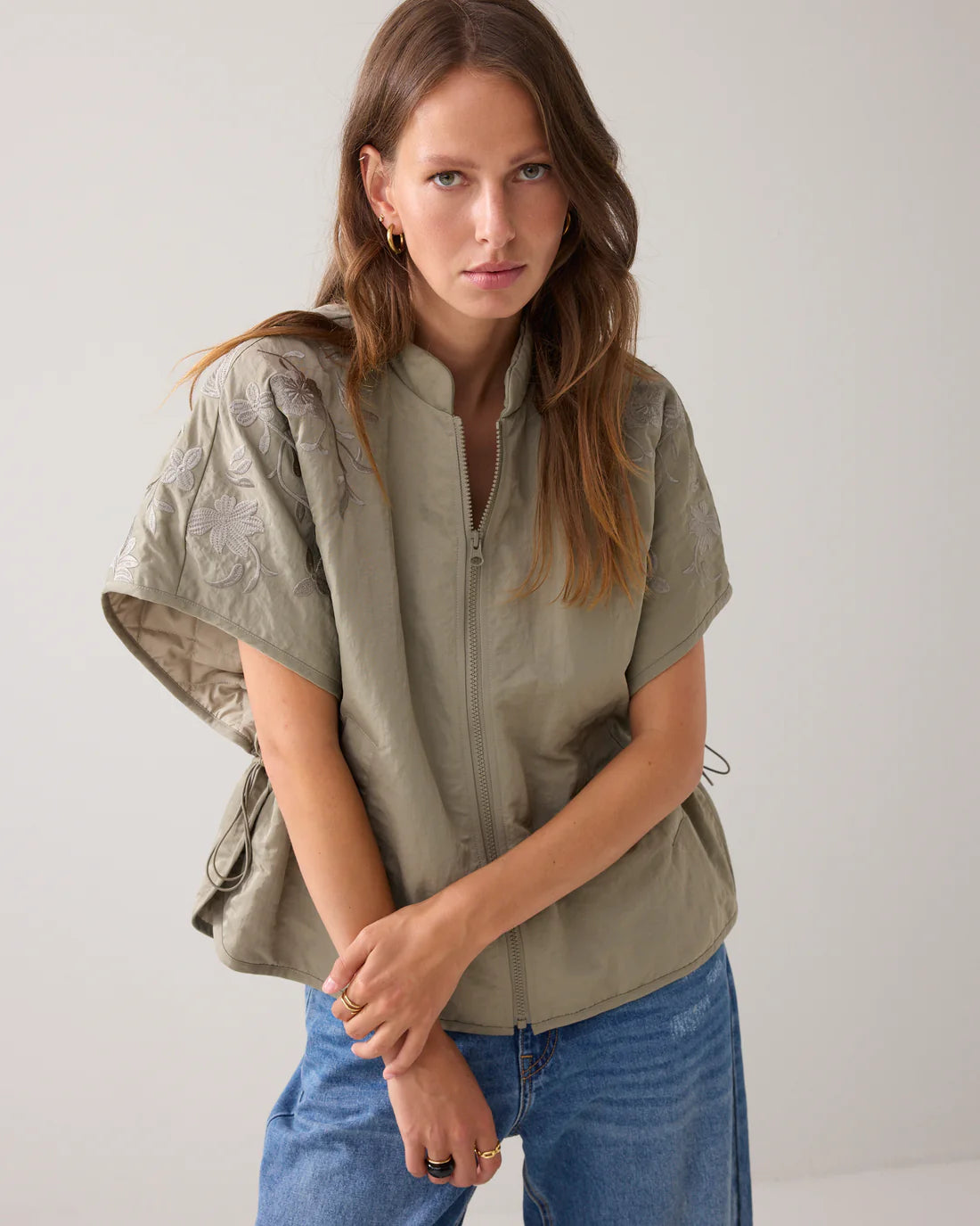Padded Gilet with Embroidery in Dark Camo