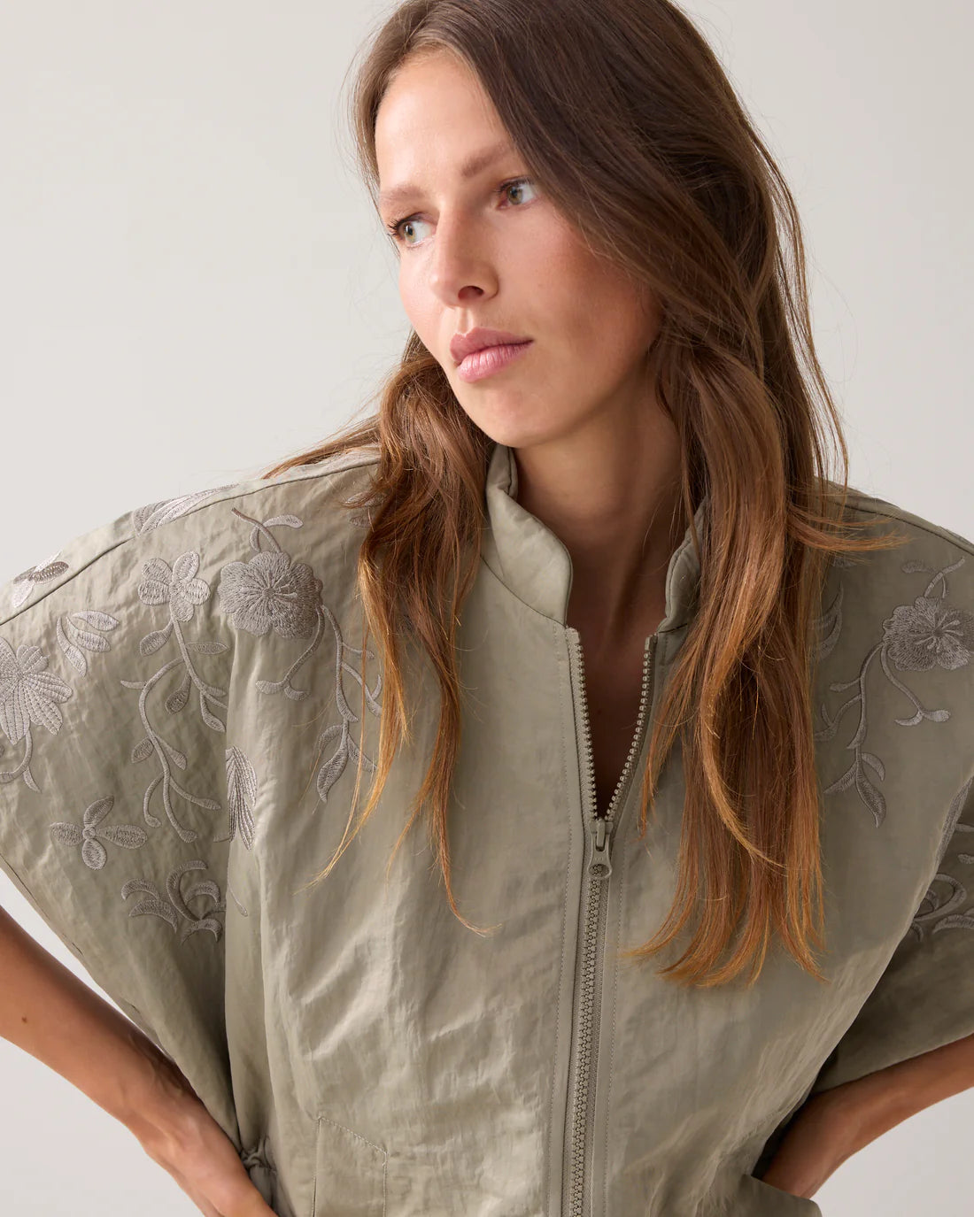 Padded Gilet with Embroidery in Dark Camo