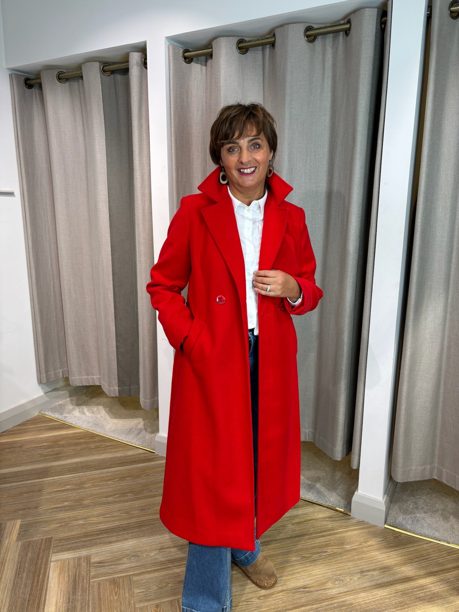 Wrap Coat with Belt in Red