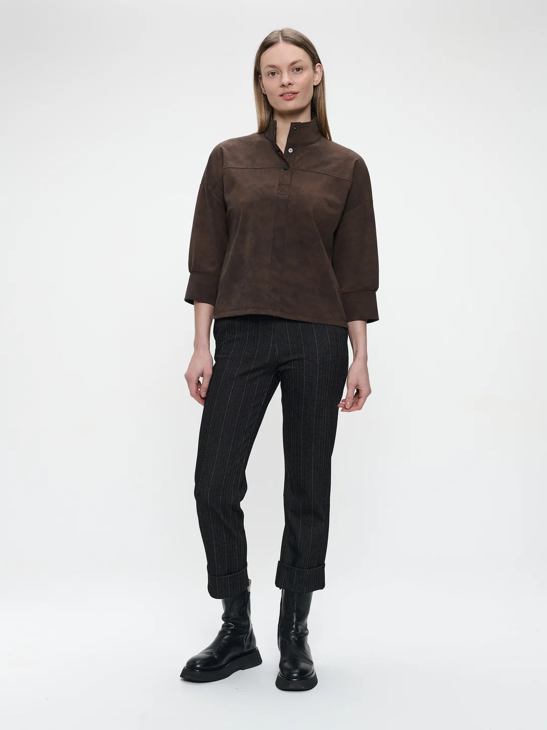 Angelika Jersey Top in Brown