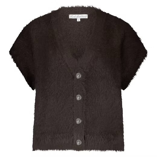 Sleeveless Fuzzy Cardigan in Espresso