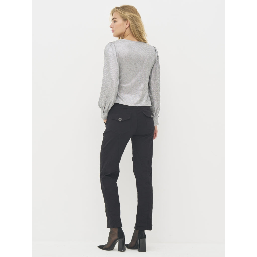 Birke Wrap Blouse in Iron Grey