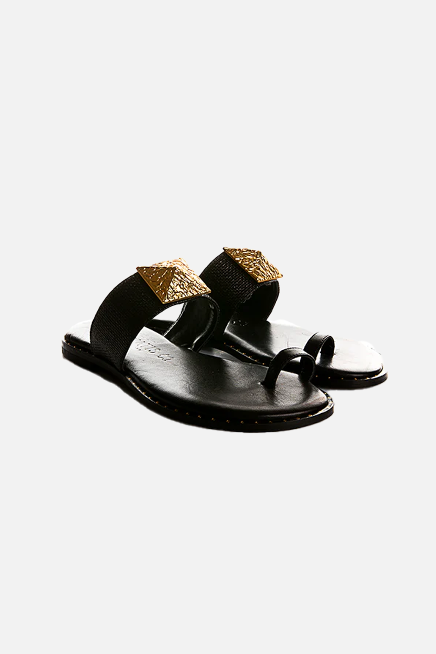 Greek Sandal in Black Gold