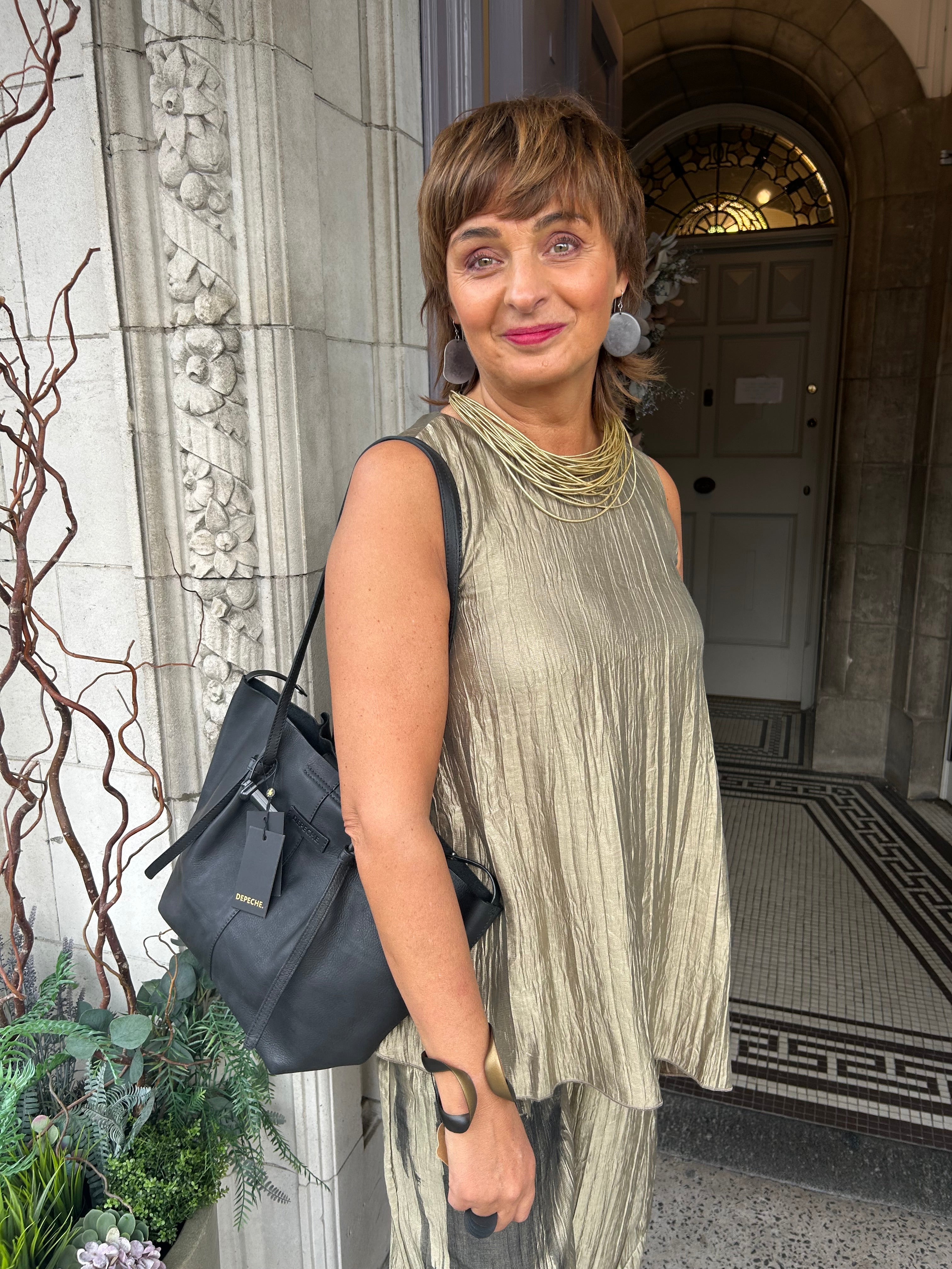 Asymmetric Vest in Gold