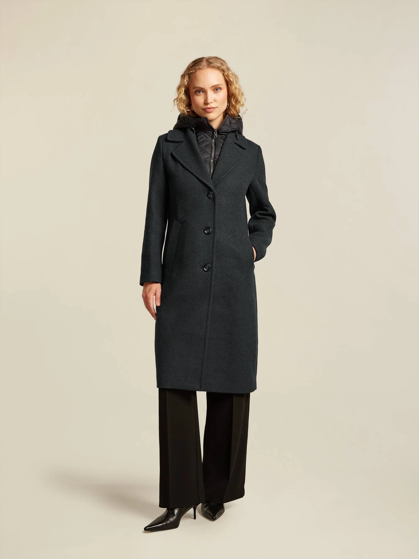 Cameron Long Blazer Coat in Off Black