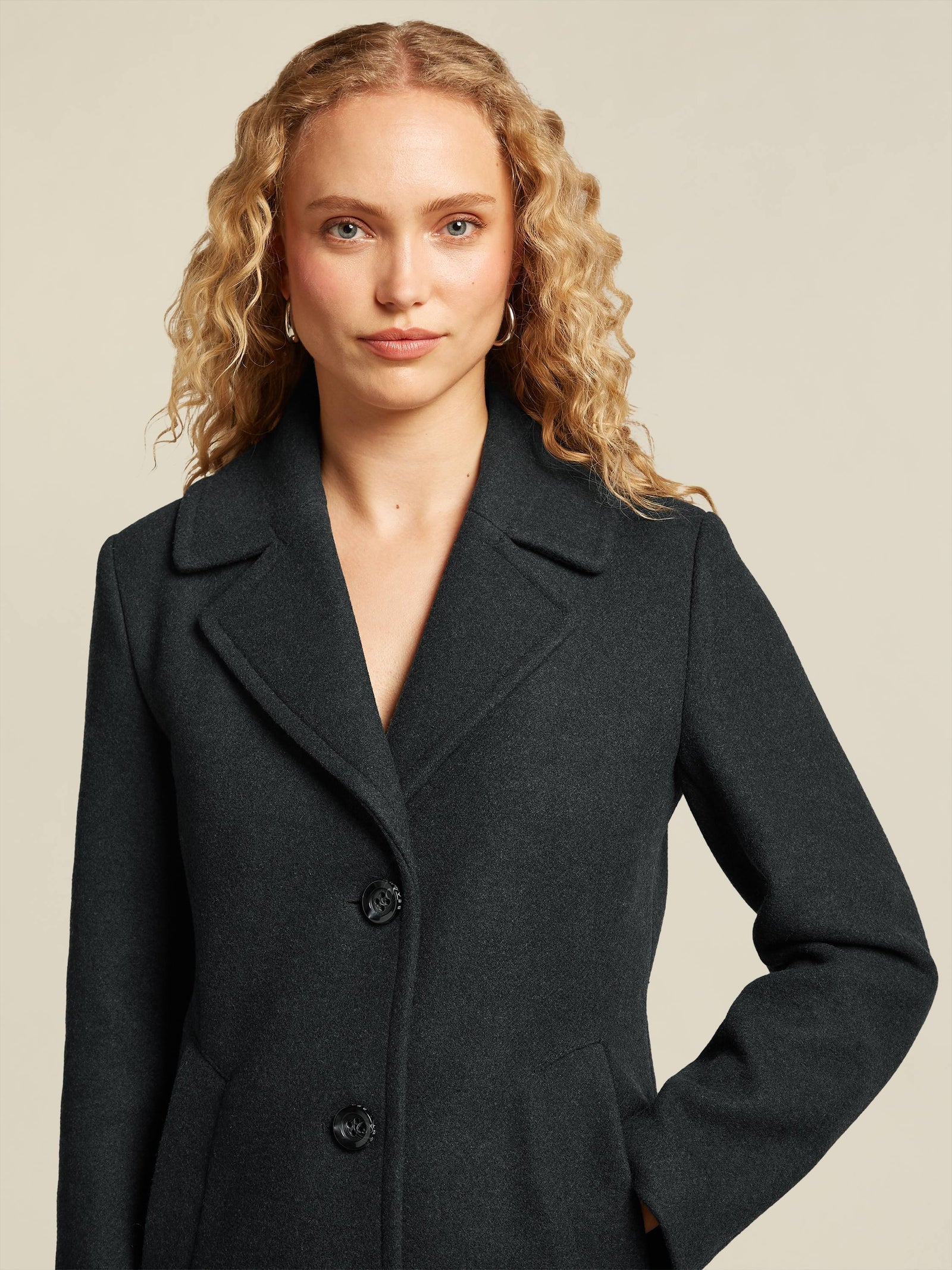 Cameron Long Blazer Coat in Off Black