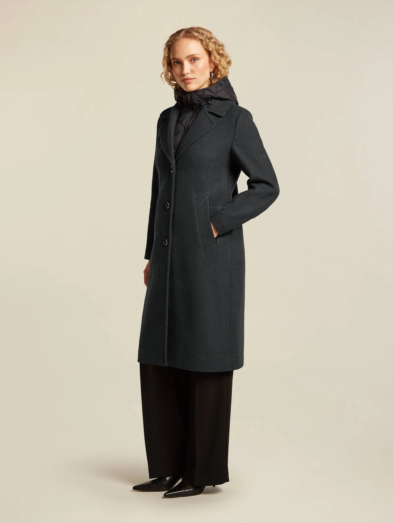 Cameron Long Blazer Coat in Off Black