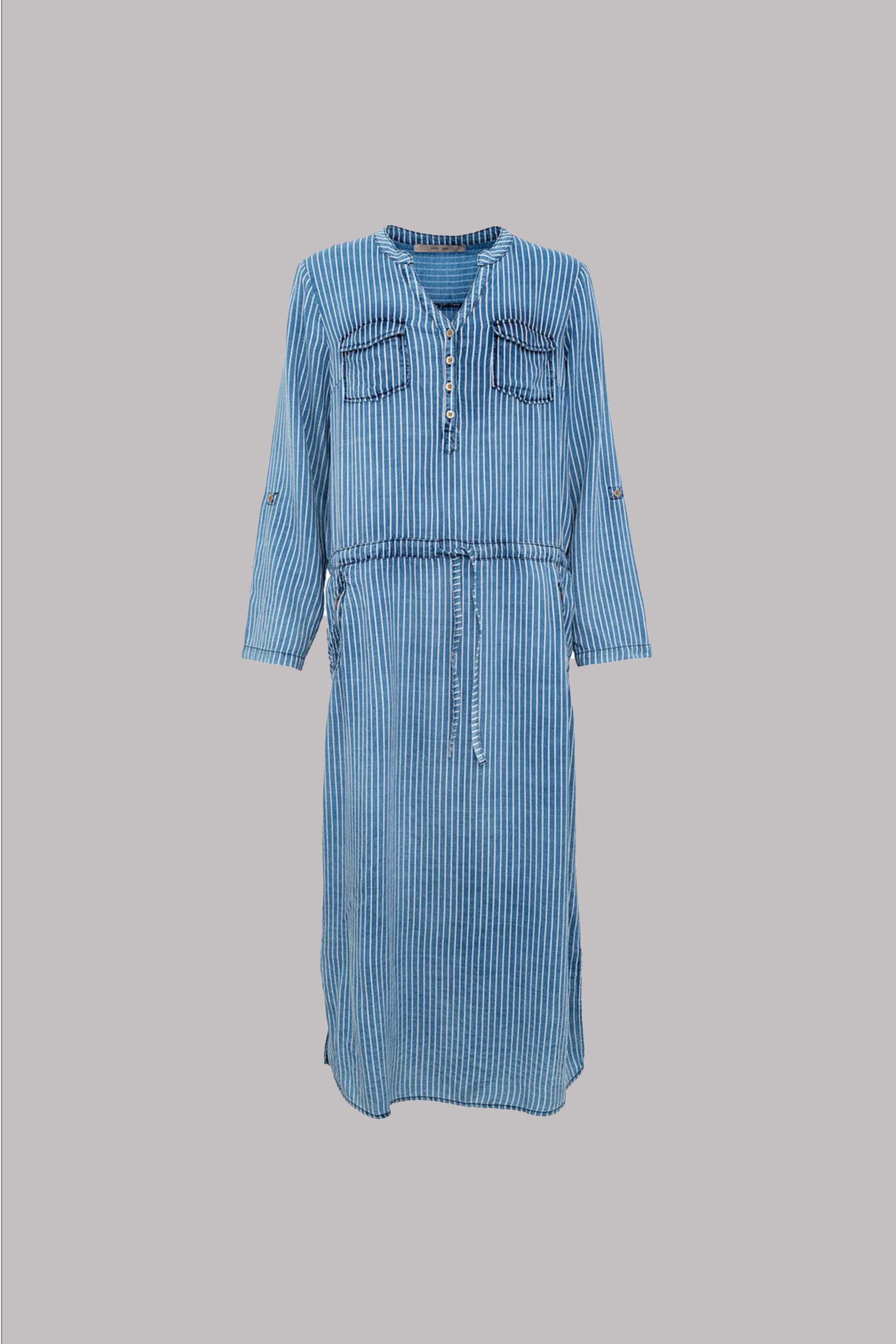 Teddie Dress in Blue Stripe
