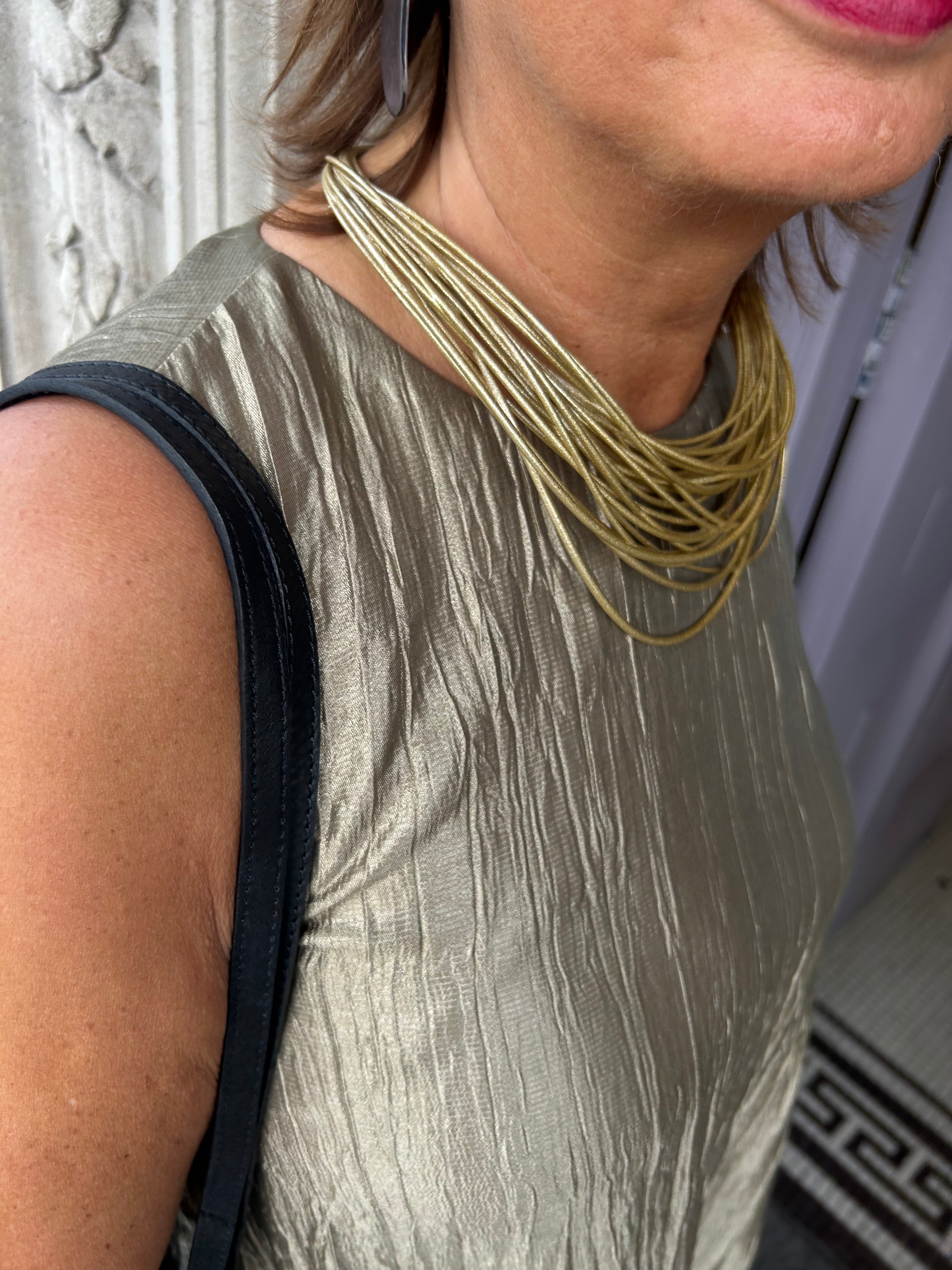Asymmetric Vest in Gold