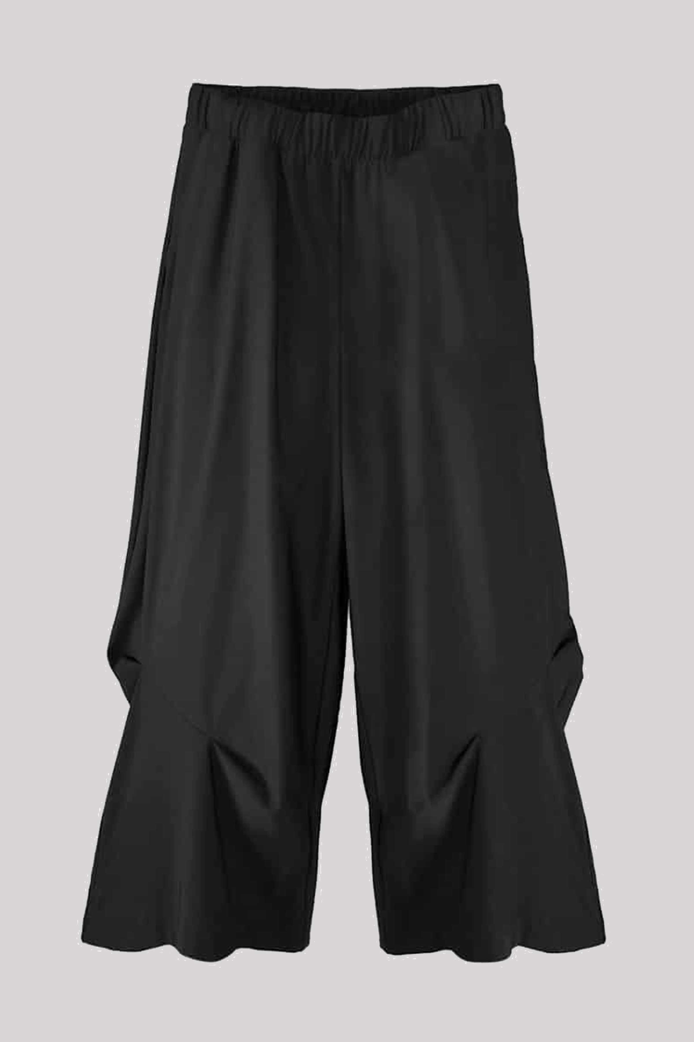 Pleated Wide Leg Trousers in Black