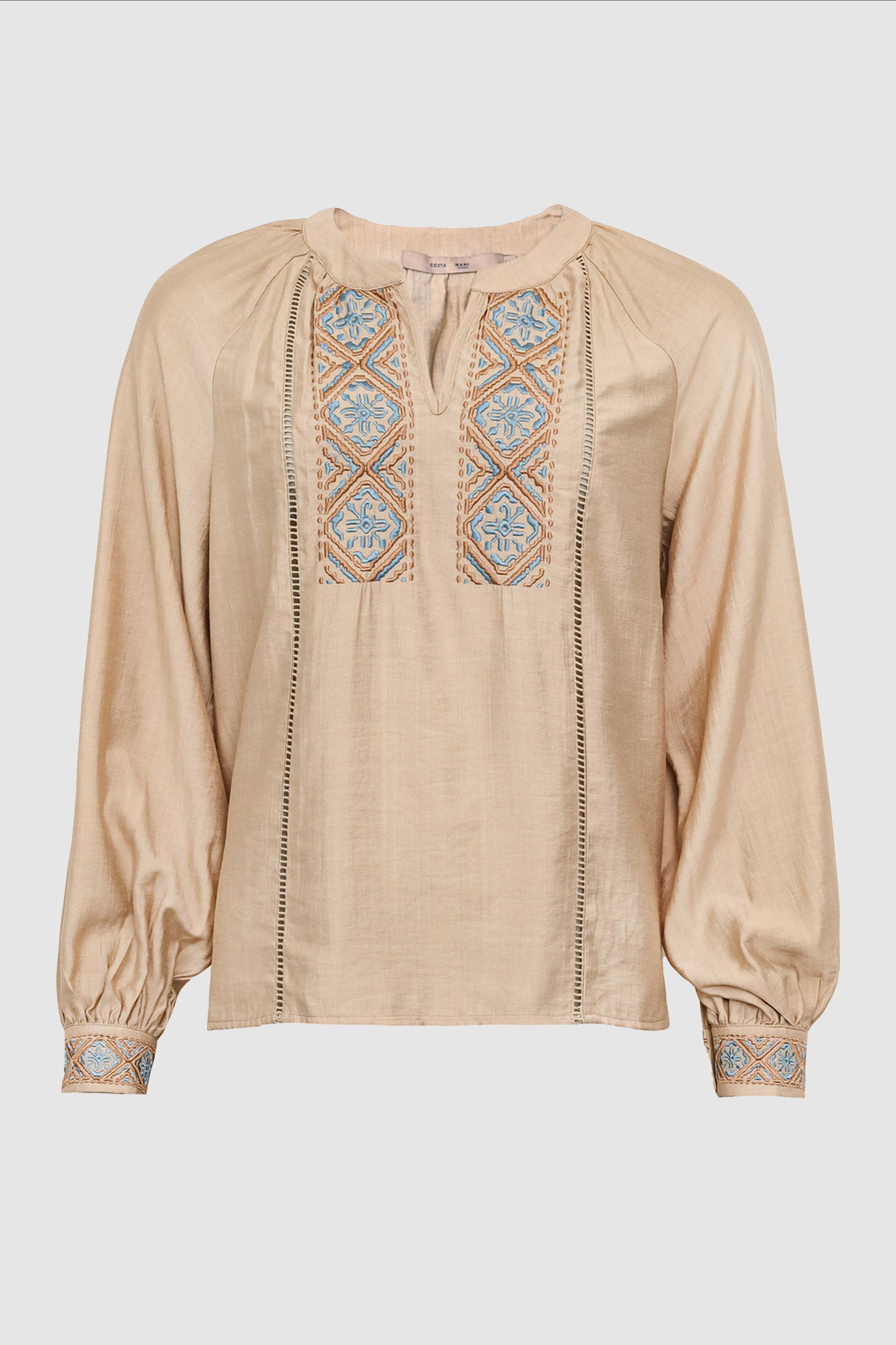Emilie Shirt in Sand Embrodery