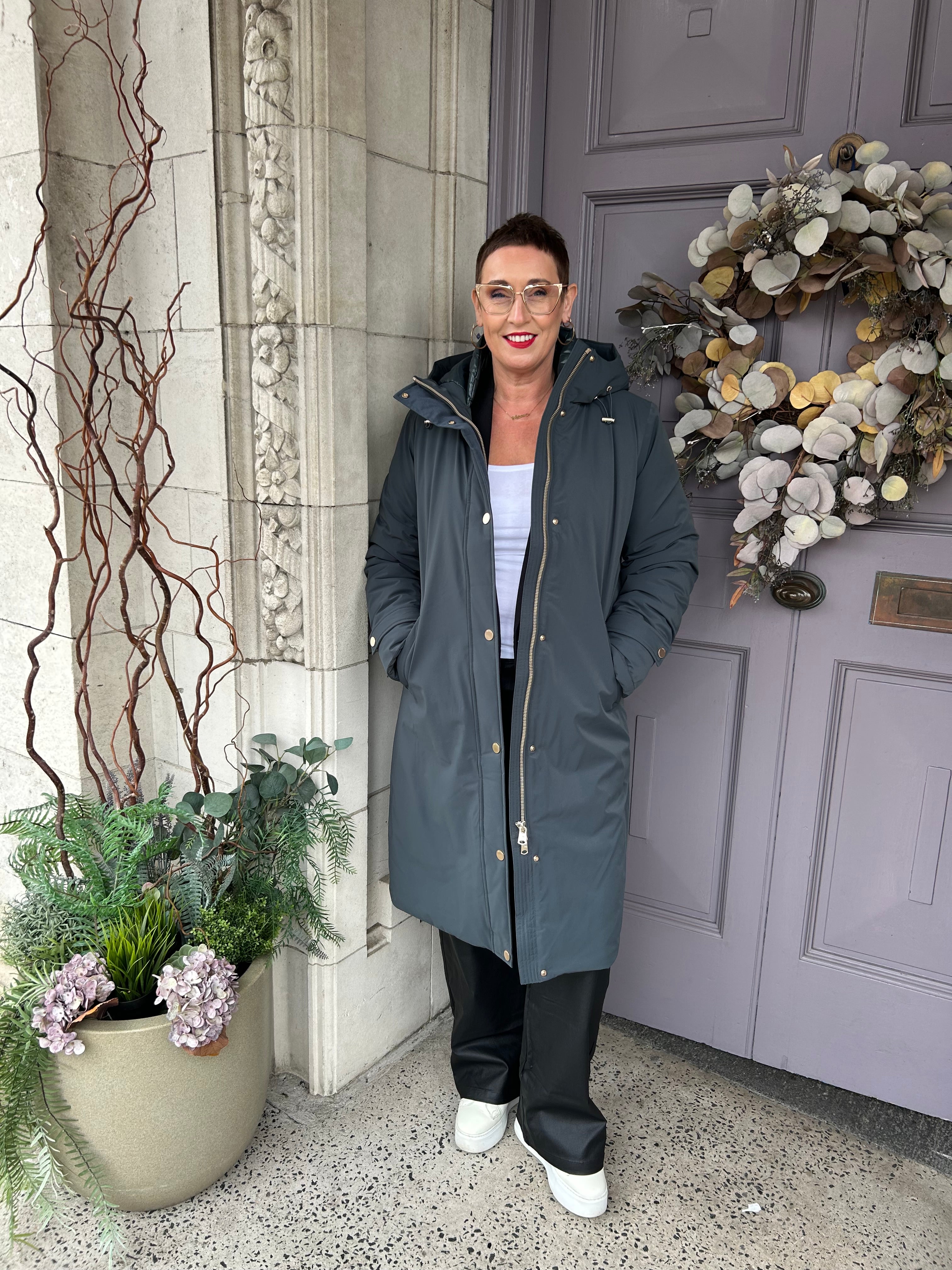 Eliza Raincoat in Off Black