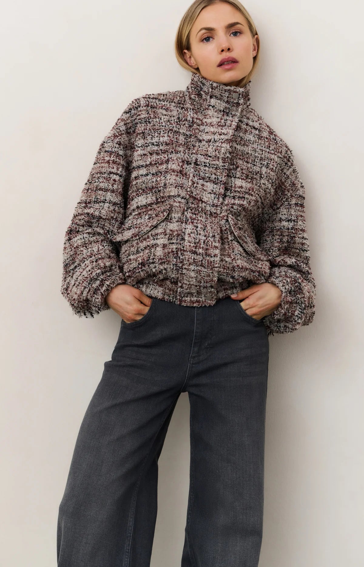Boucle Jacket in Blush Pink
