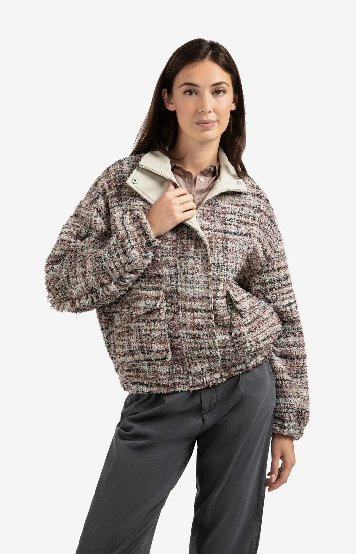 Boucle Jacket in Blush Pink