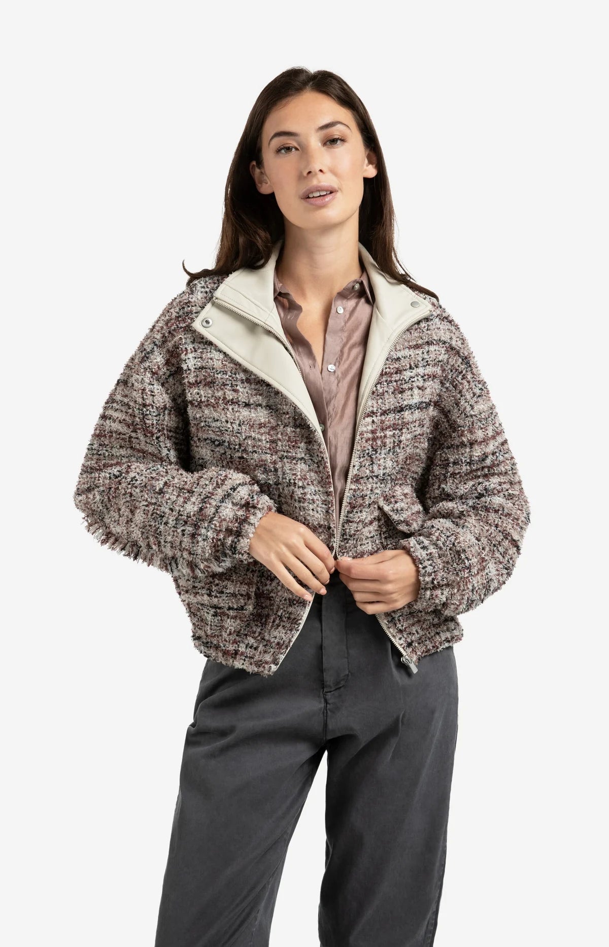 Boucle Jacket in Blush Pink