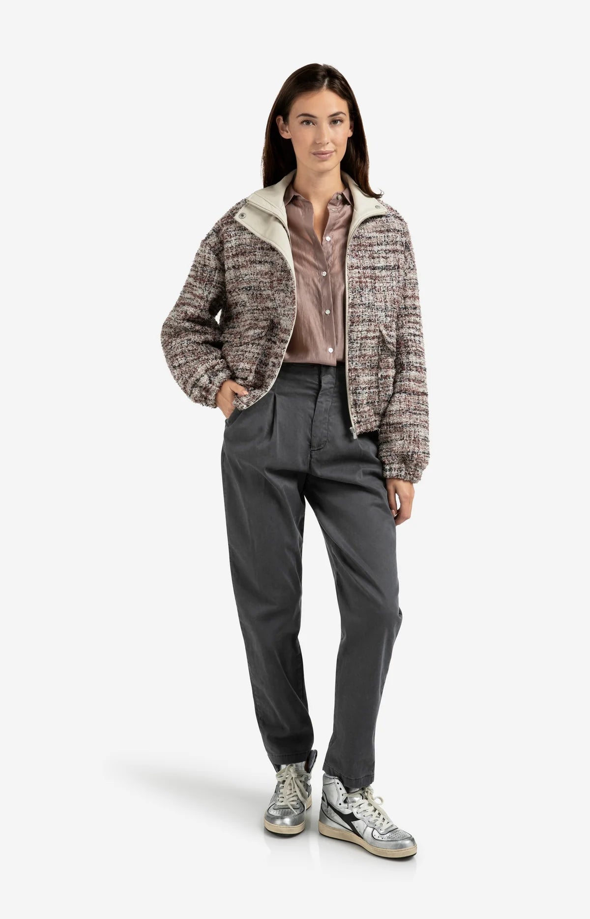 Boucle Jacket in Blush Pink