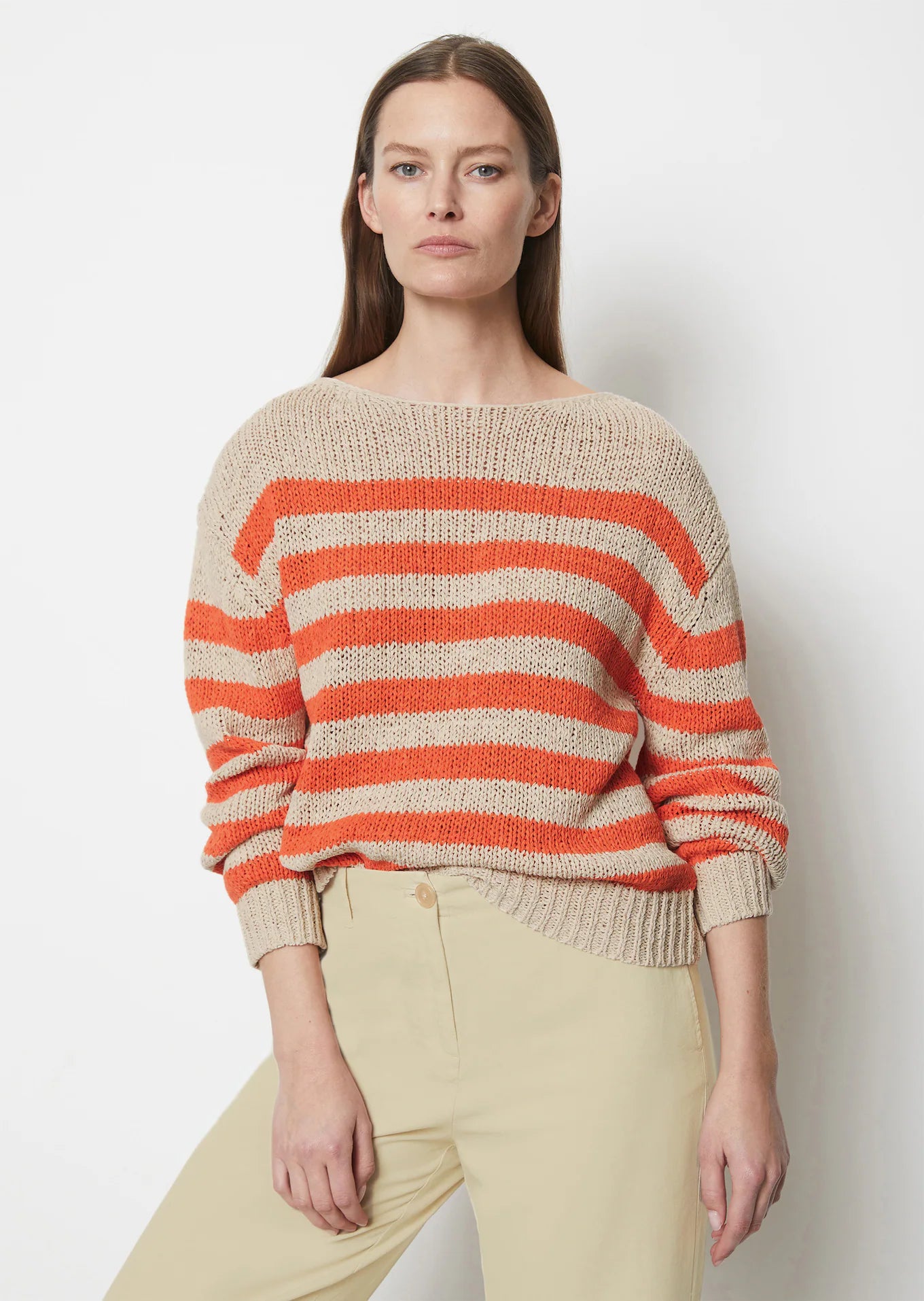 Longsleeve Stripe Pullover in Fruit Orange