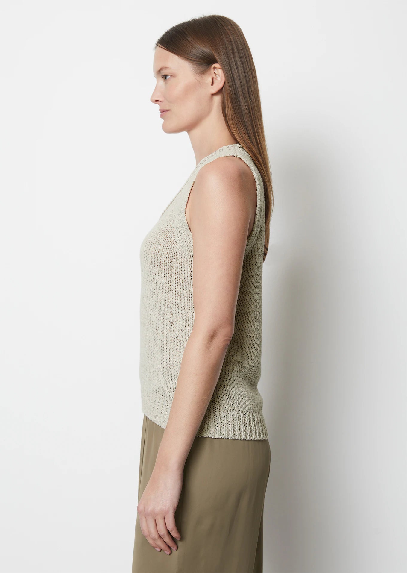 Knitted Vest Top in Stone Grey