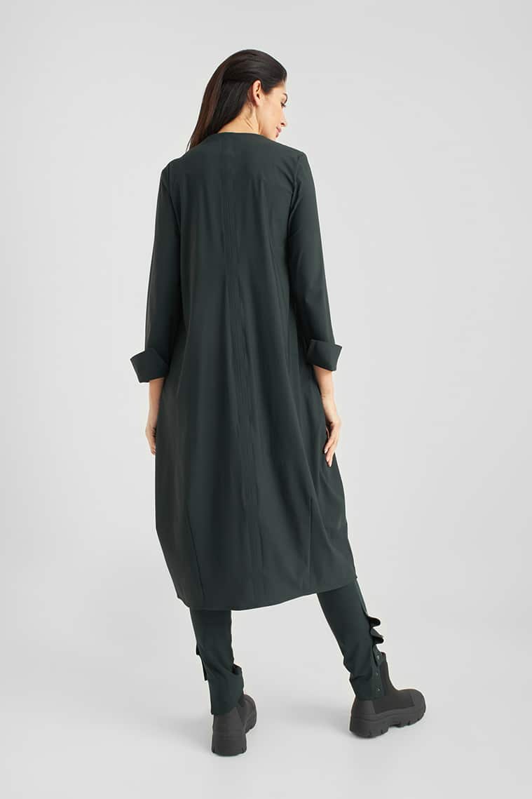 Balloon Shaped Cardi Dress in Midnight Green