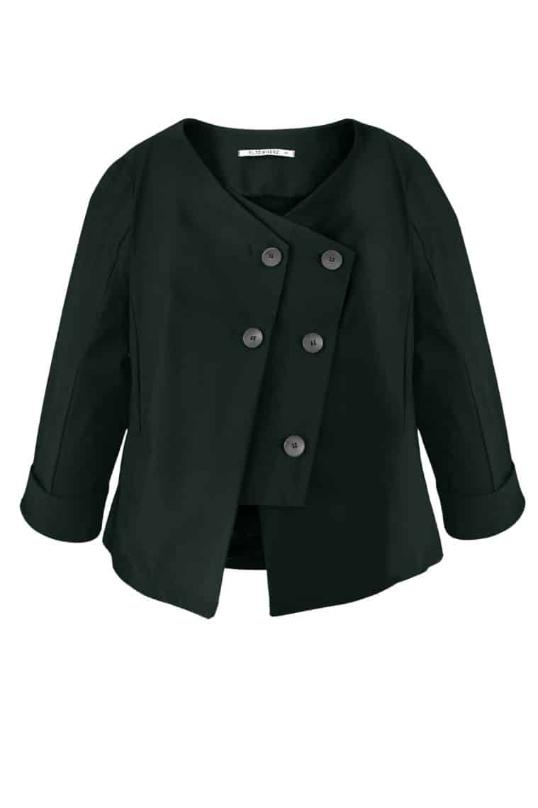 Double Breasted Short Cardigan in Midnight Green