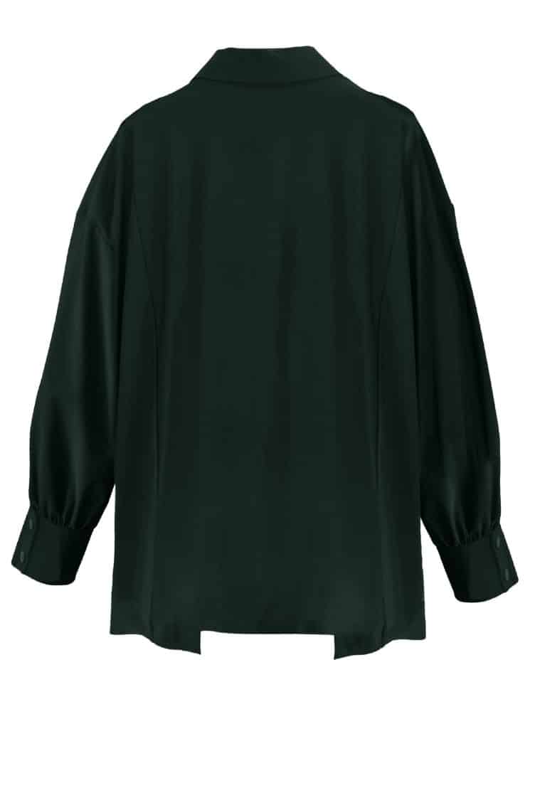 Oversized Balloon Sleeve Blouse in Midnight Green