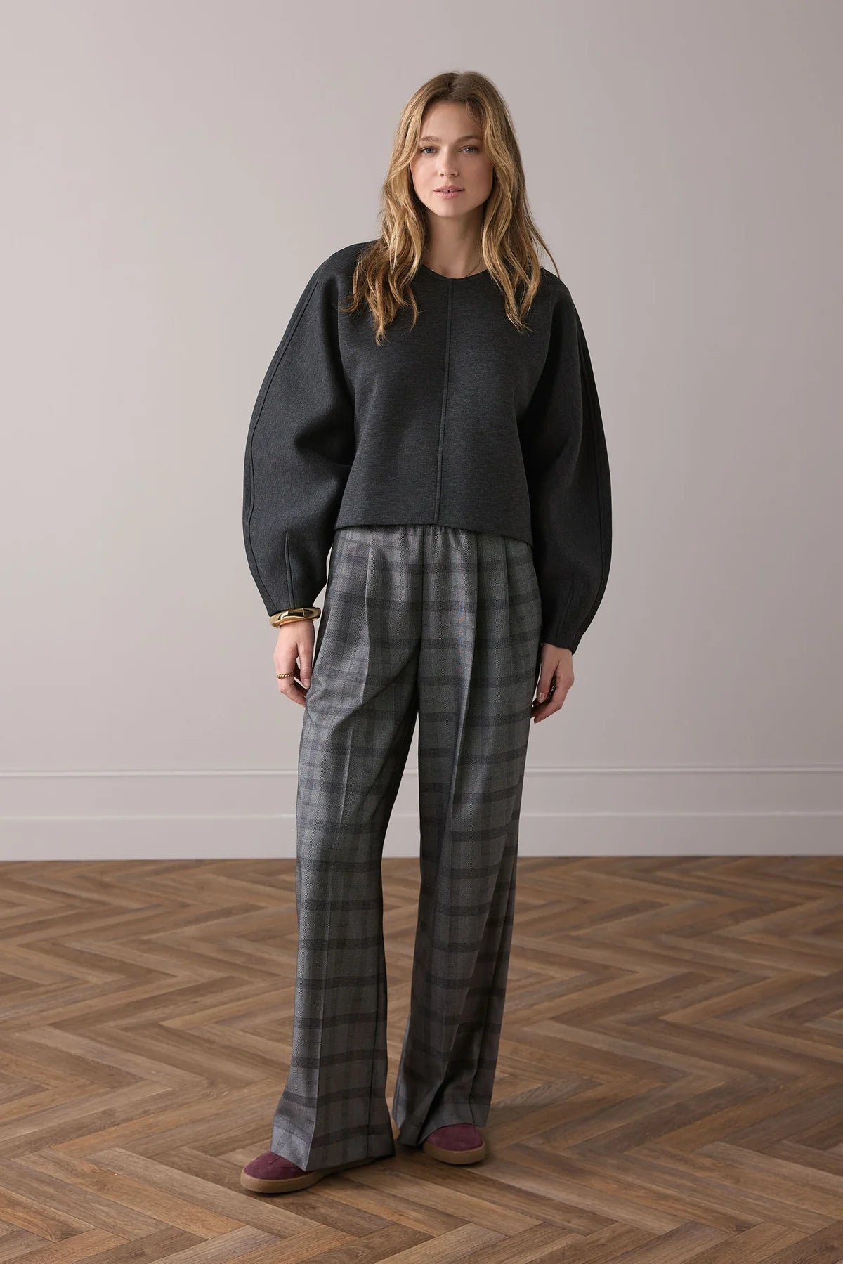 Check Trousers in Black