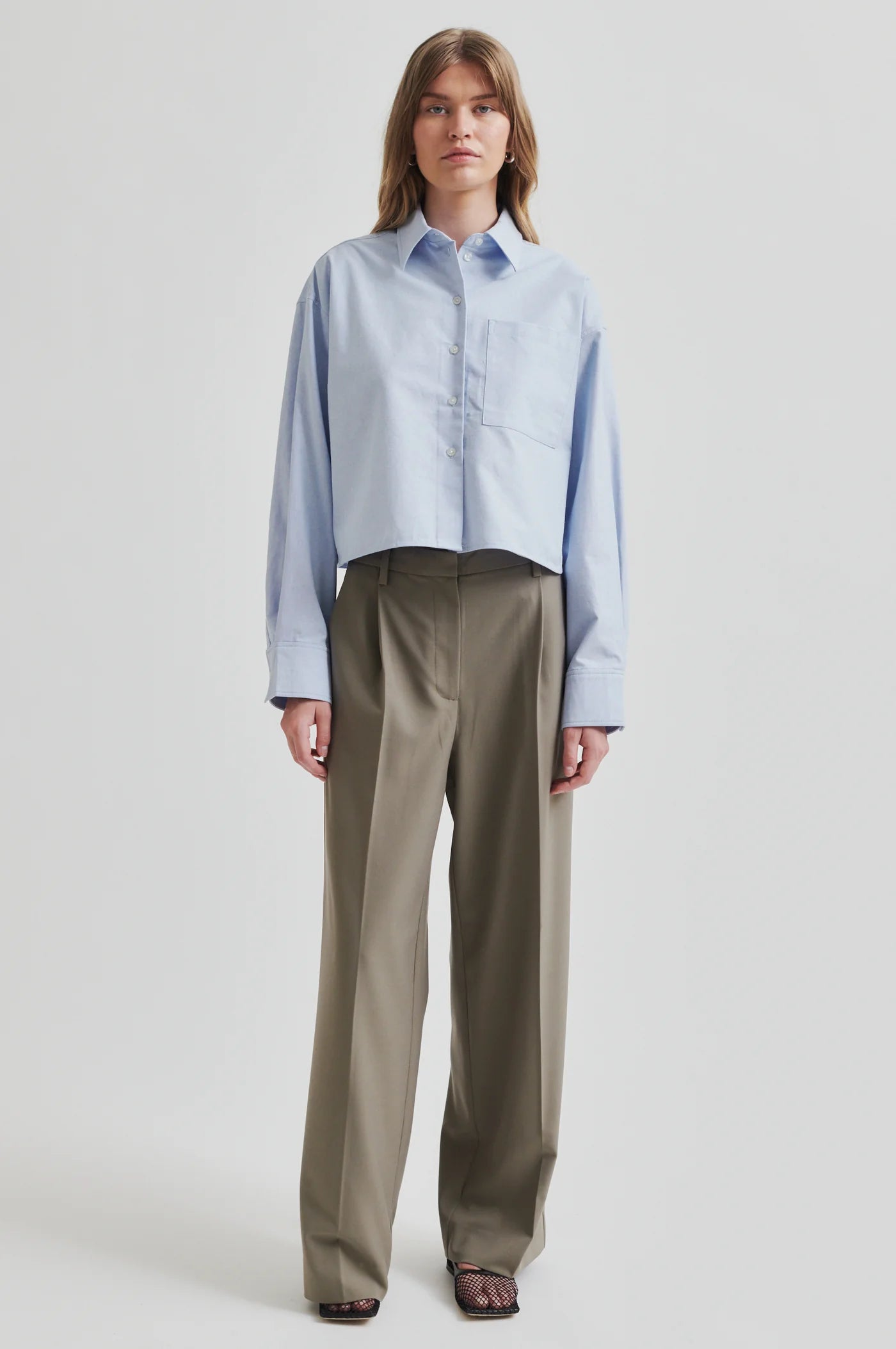 Baulo Cropped Shirt in Cashmere Blue