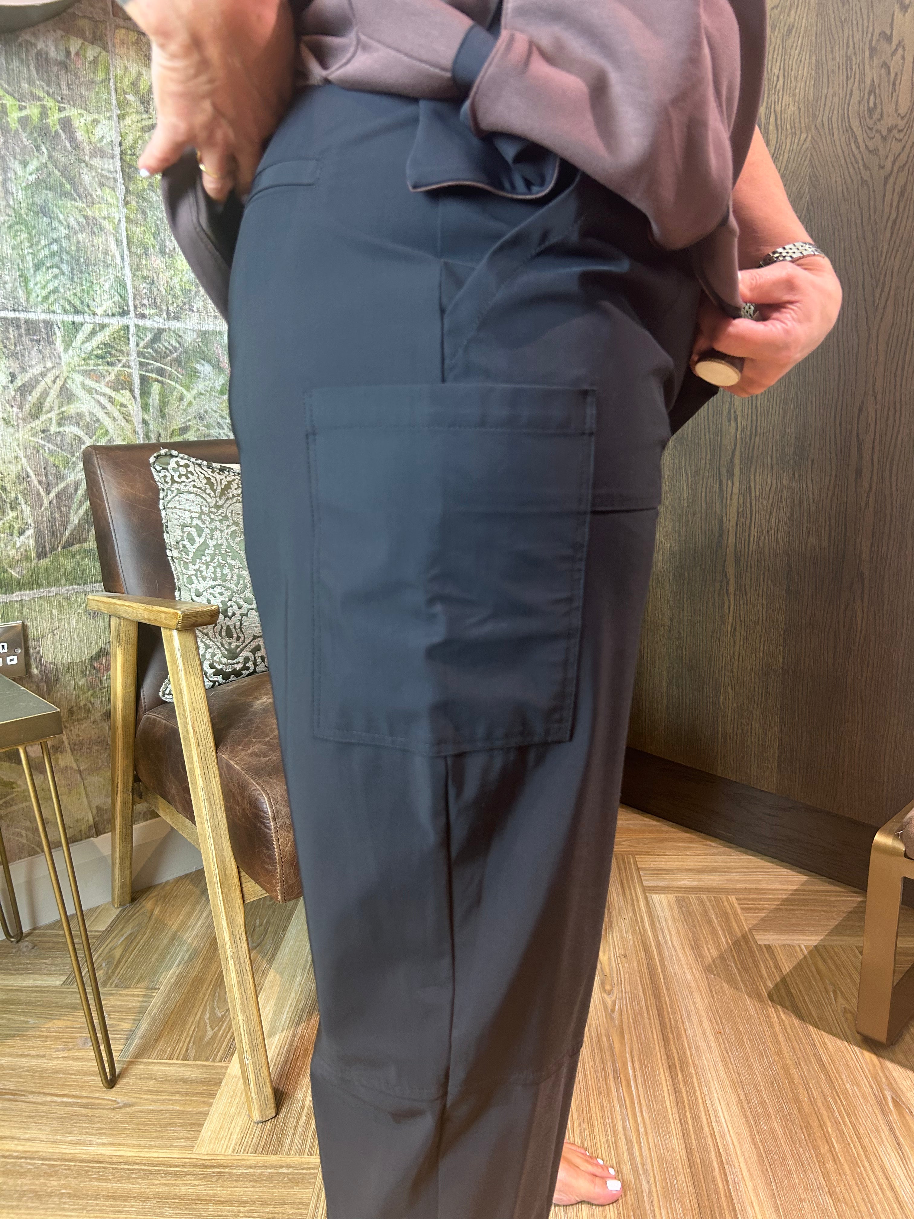 Patch Pocket Trouser at Hem in Black