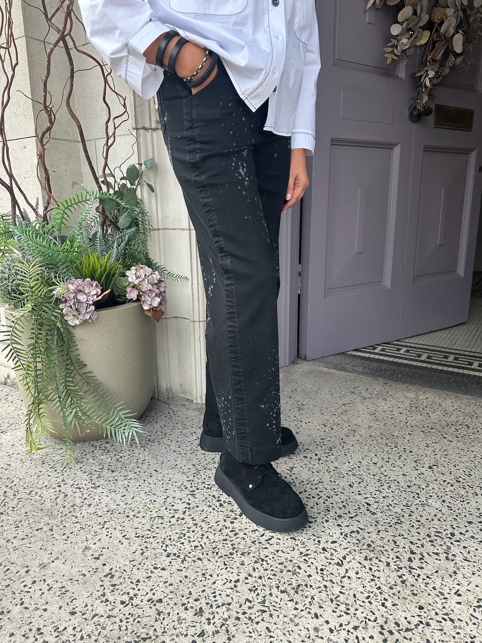 Splash Print Jeans in Black