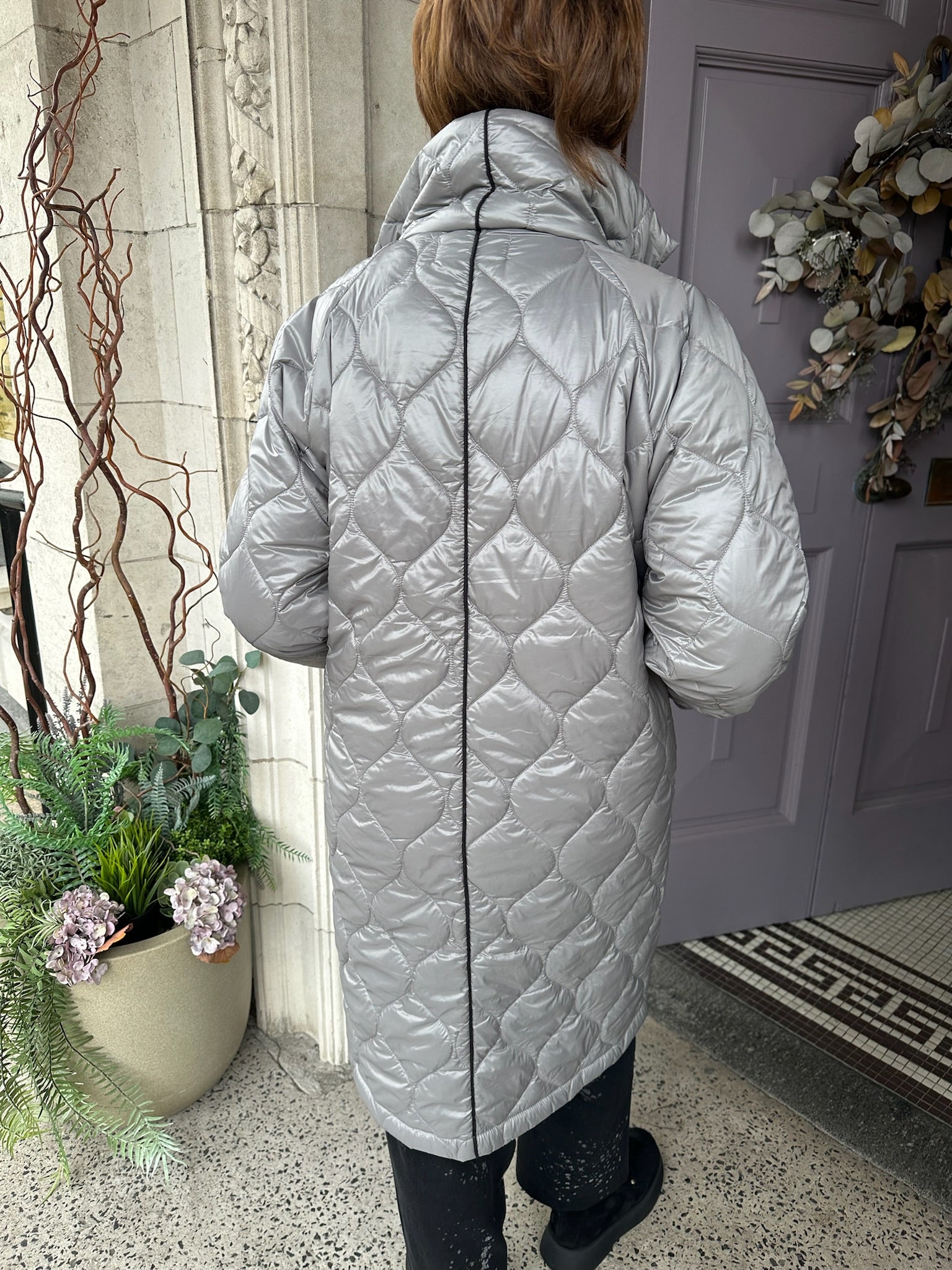 Quilted Coat in Grey
