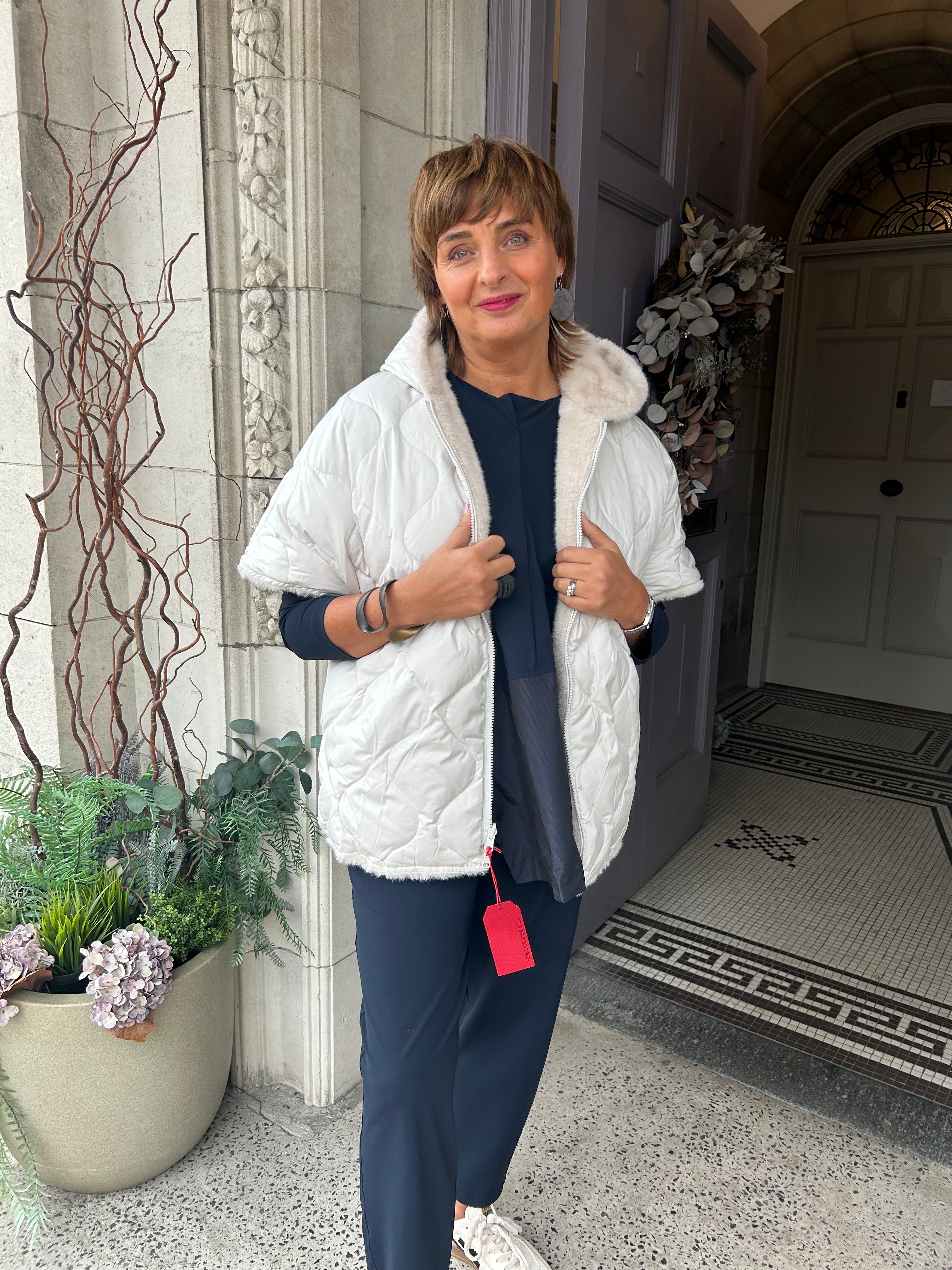 Reversible Poncho in Chalk