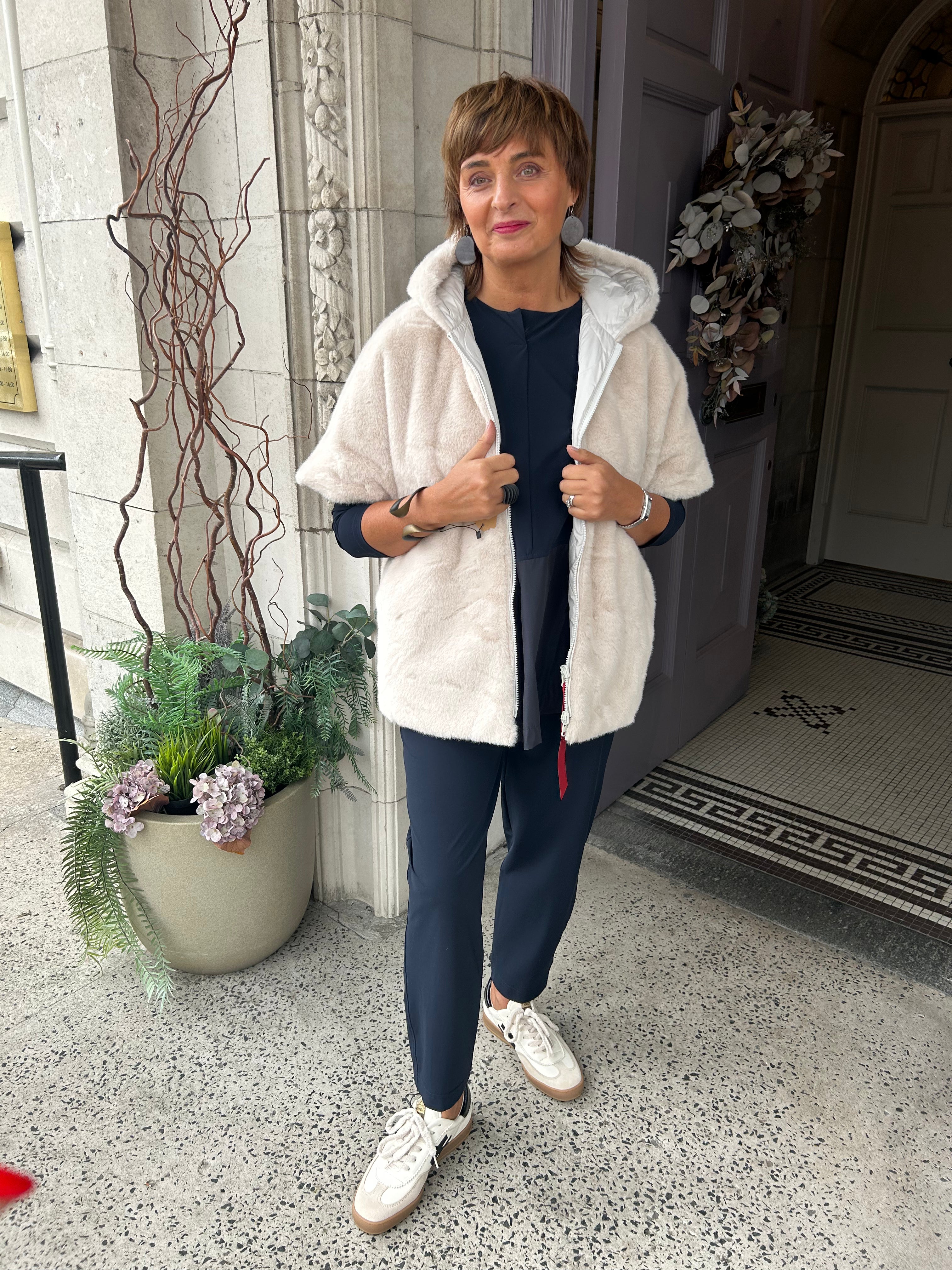 Reversible Poncho in Chalk
